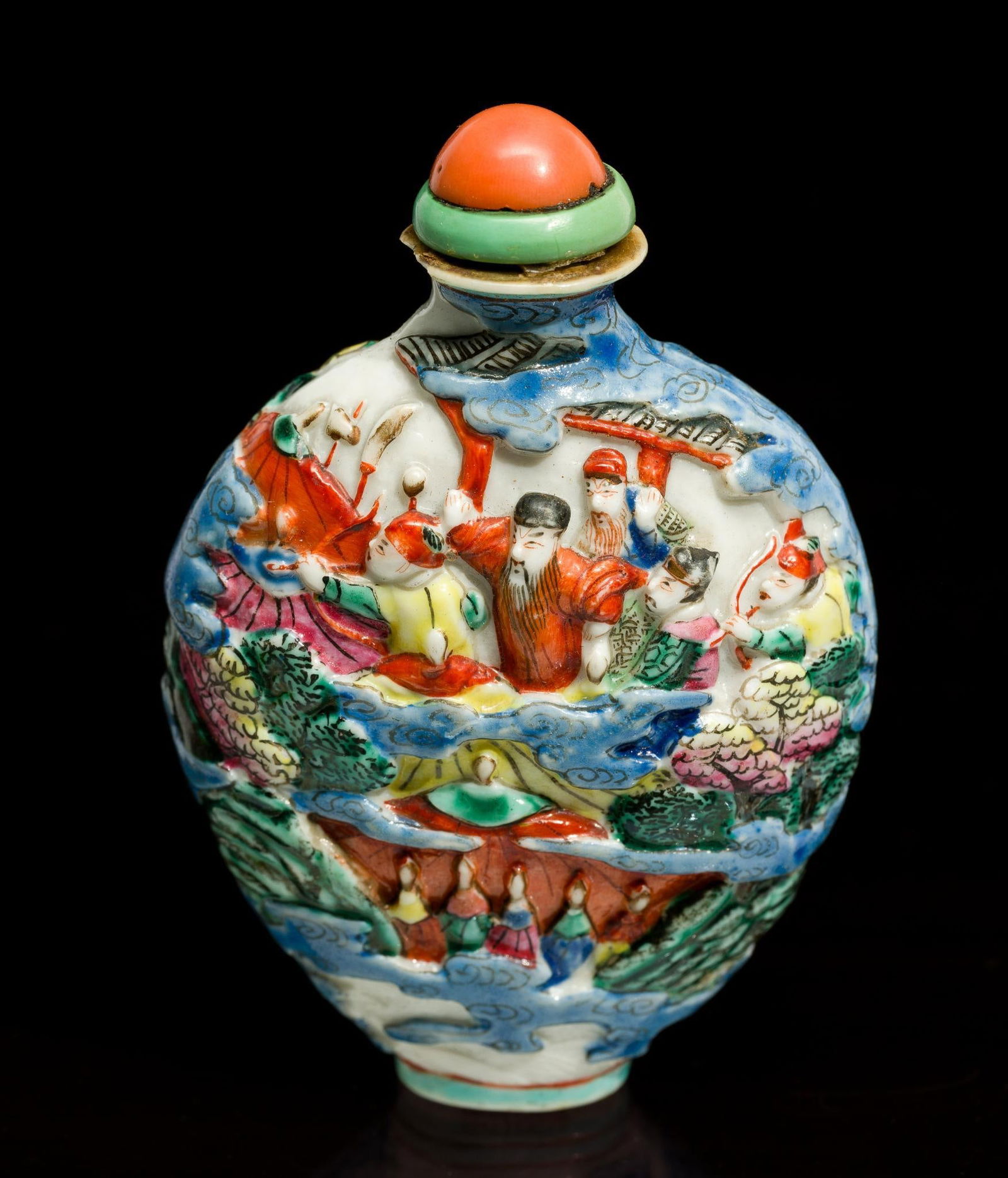 Molded Enamel Porcelain Snuff Bottle (1 of 5)