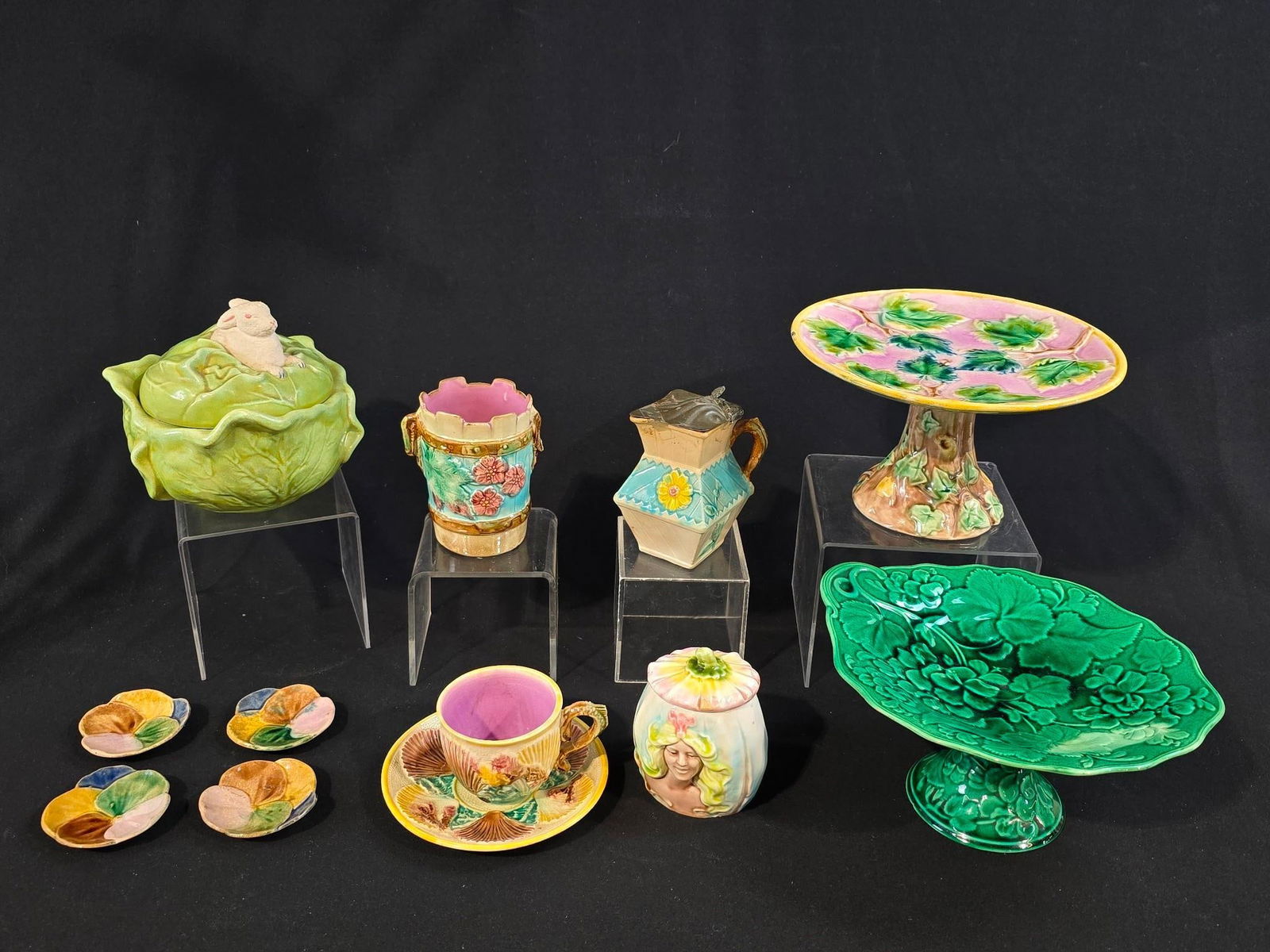 12 Antique & Vintage Majolica Pieces Incl English (1 of 5)