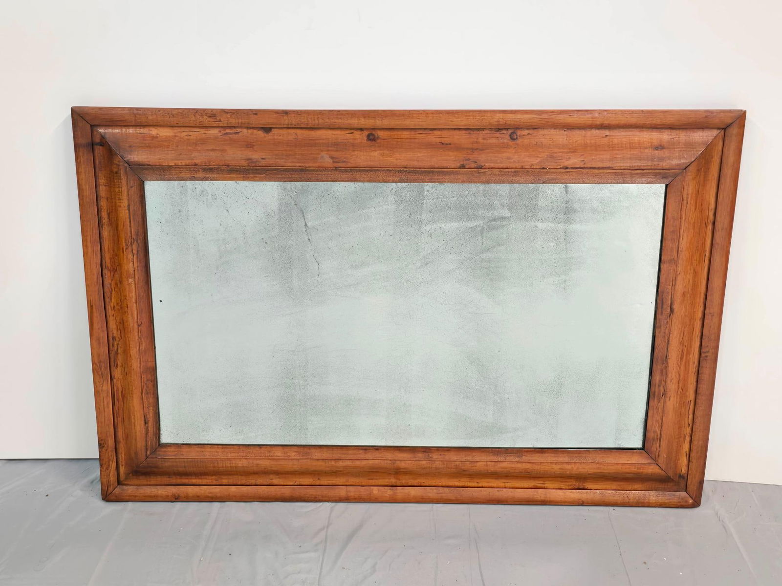 Primitive Beveled Cherry Wood Framed Mirror (1 of 2)