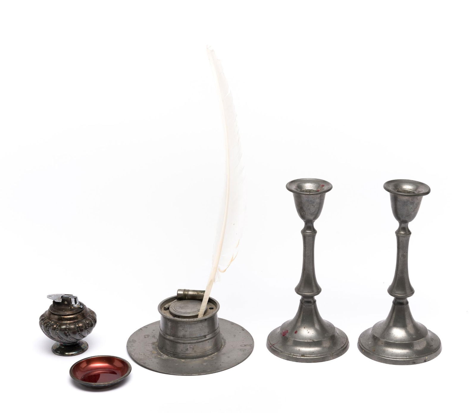 6 Pcs Pewter & Silverplate incl. Candlesticks (1 of 7)