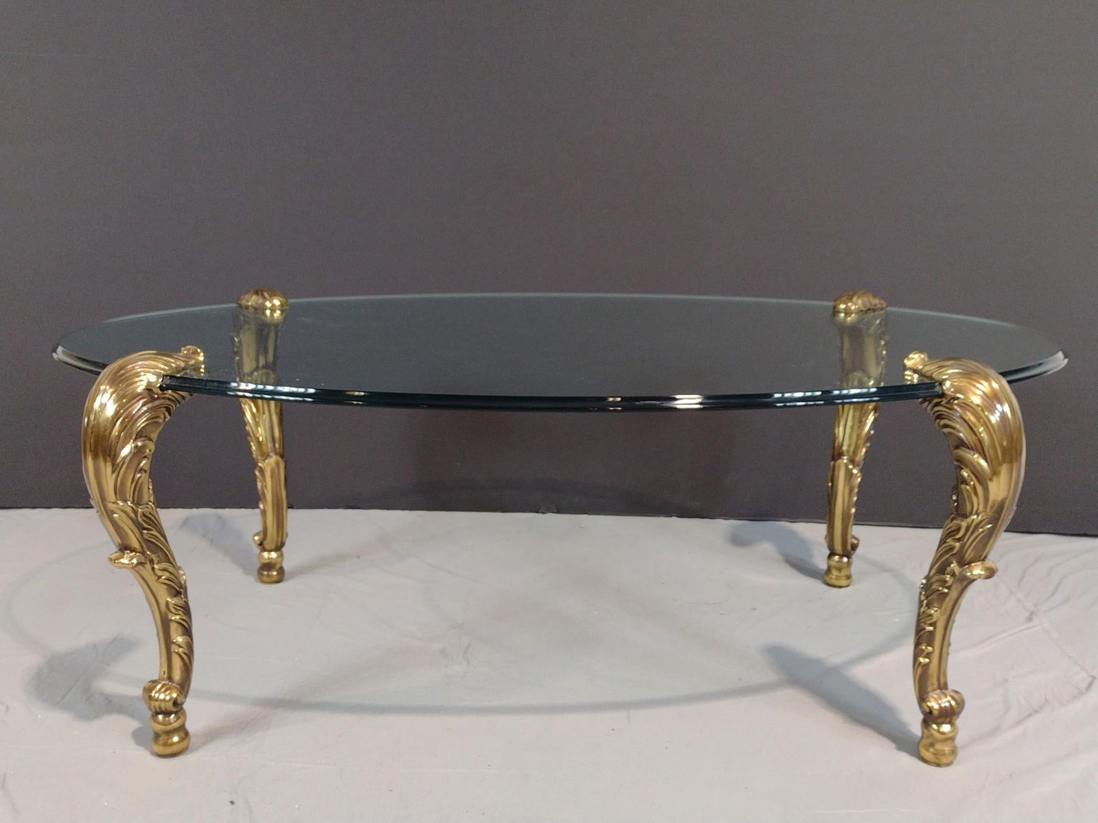 Glass Coffee Table w/ Brass Legs (1 of 4)