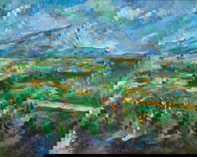 Oil On Canvas Painting After Paul Cezanne: NOT ELIGIBLE FOR IN-HOUSE SHIPPING. This is a painting by Chinese painter Jian Xia after the painting titled Mont Sainte-Victoire, Paul Cezanne 1839 - 1906. This painting was produced in approximately