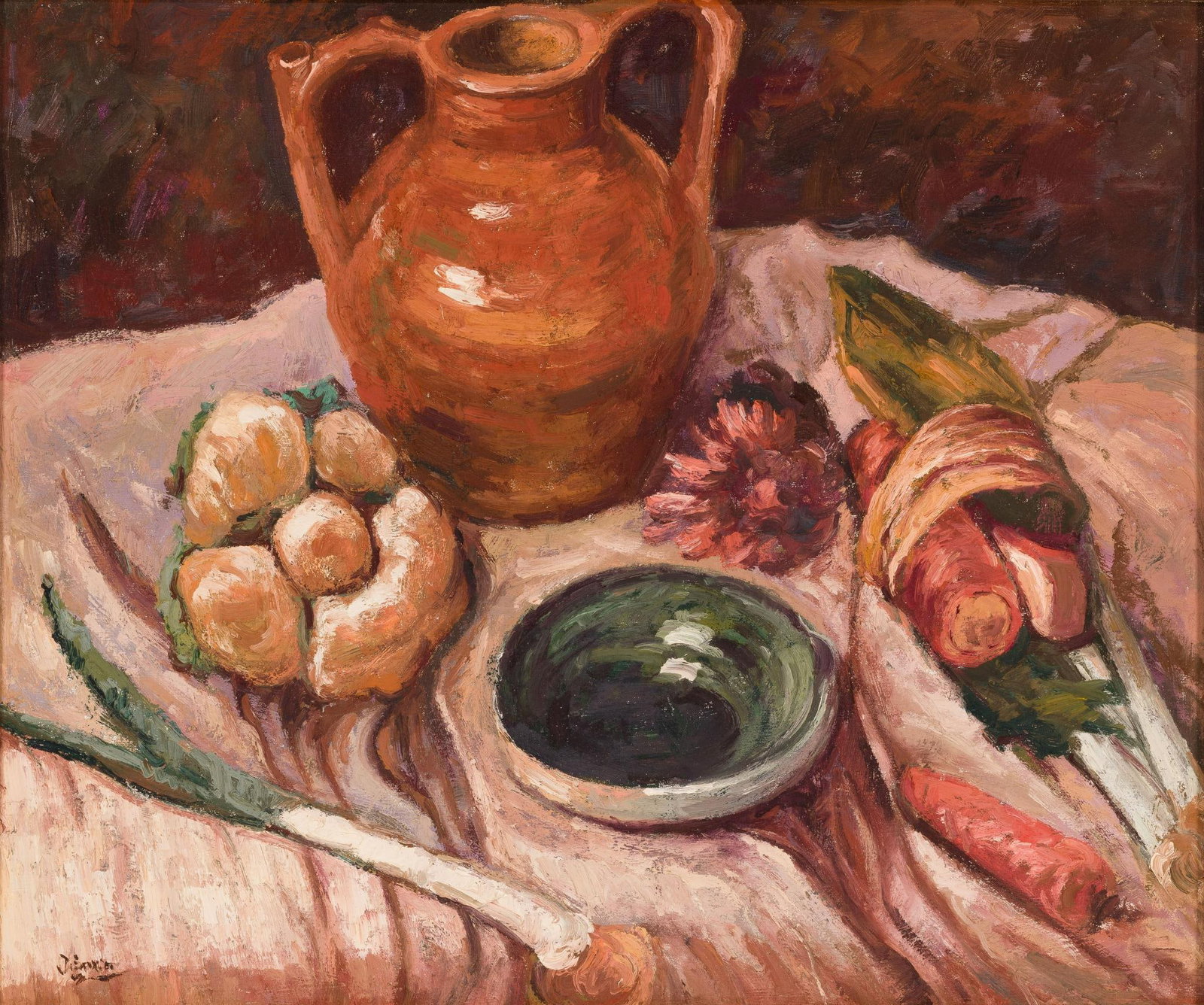 Oil On Canvas Painting In The Manner Of: NOT ELIGIBLE FOR IN-HOUSE SHIPPING. This is a painting by Chinese painter Jian Xia likely after a French impressionist artist. This painting was produced in approximately year 2000. 21" X 25", 29 1/2"