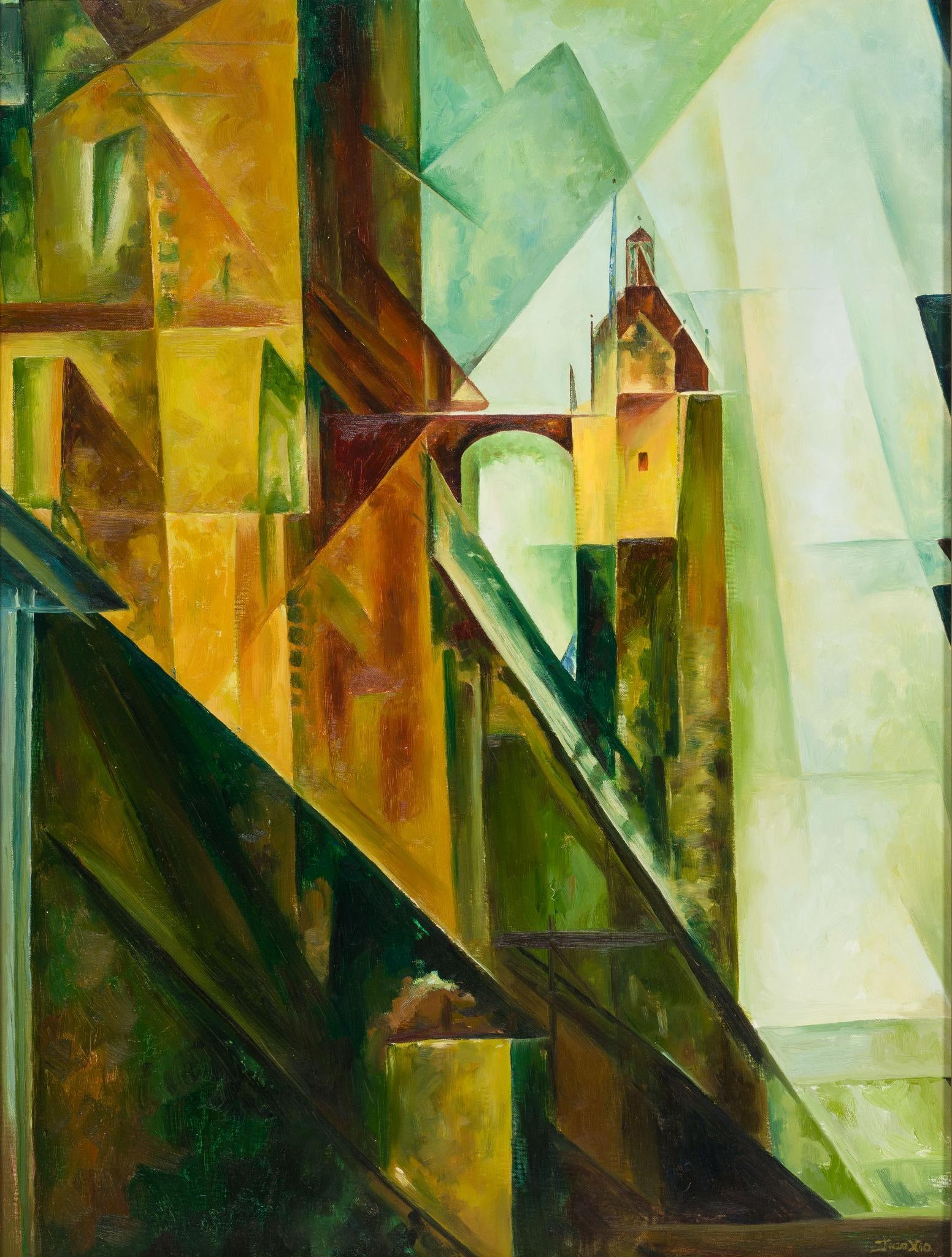 Oil On Canvas Painting After Lyonel Feininger (1 of 4)