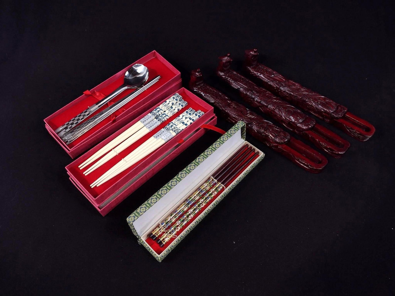 4 Sets of Decorative Vintage Chopsticks (1 of 1)