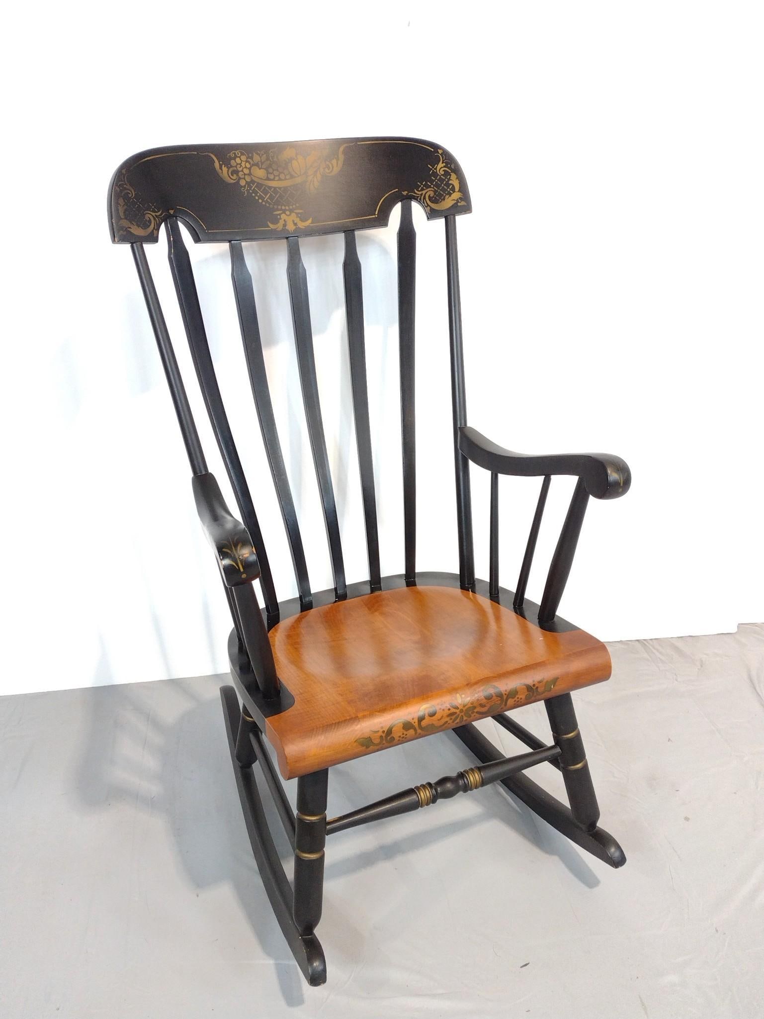 Stencil Paint Rocking Chair: NOT ELIGIBLE FOR IN-HOUSE SHIPPING. 23-1/2" wide X 28" deep X 41-1/2" high. Has a few light scratches.