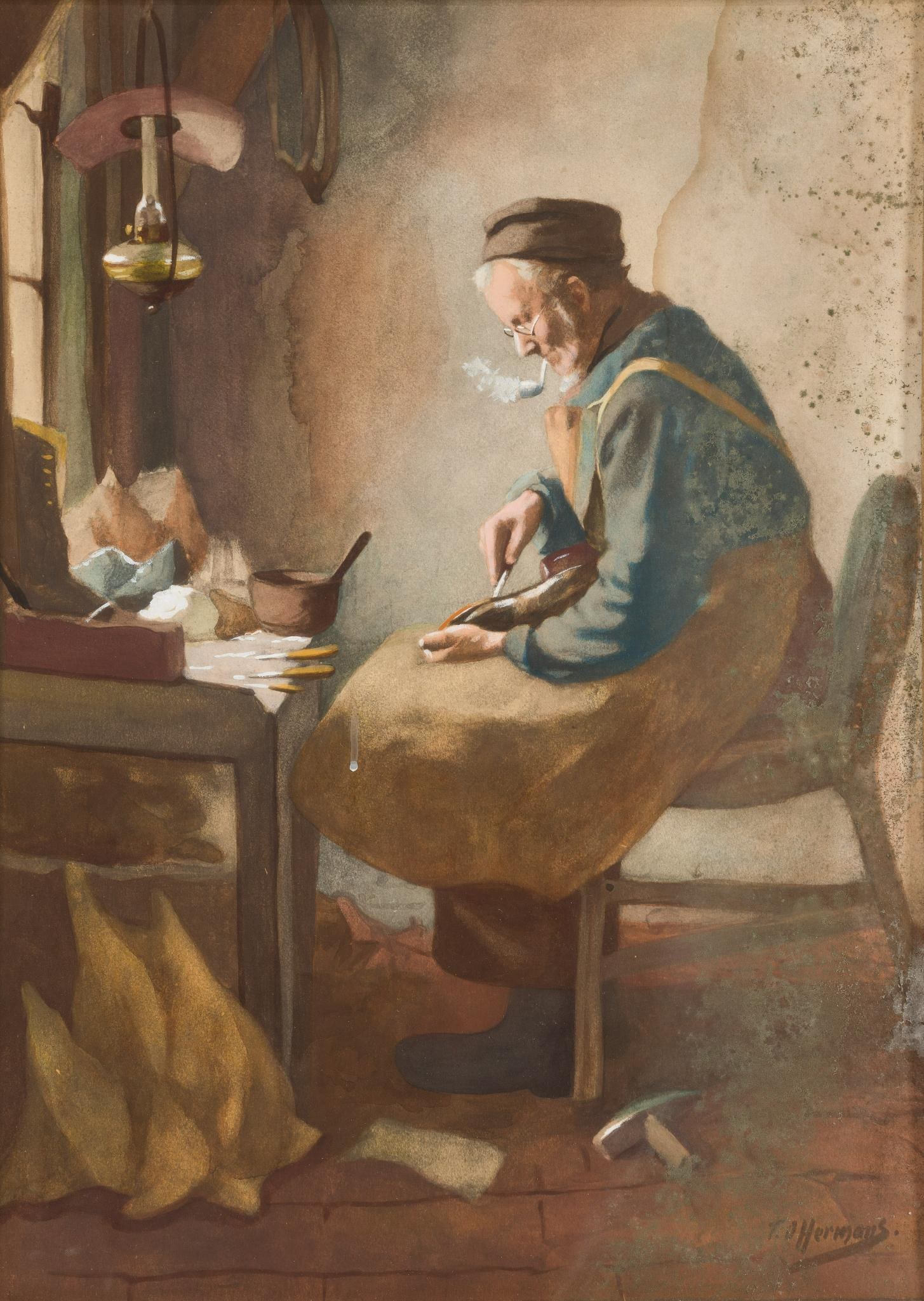 Water Color Painting Charles Hermans 1839 - 1924 (1 of 3)