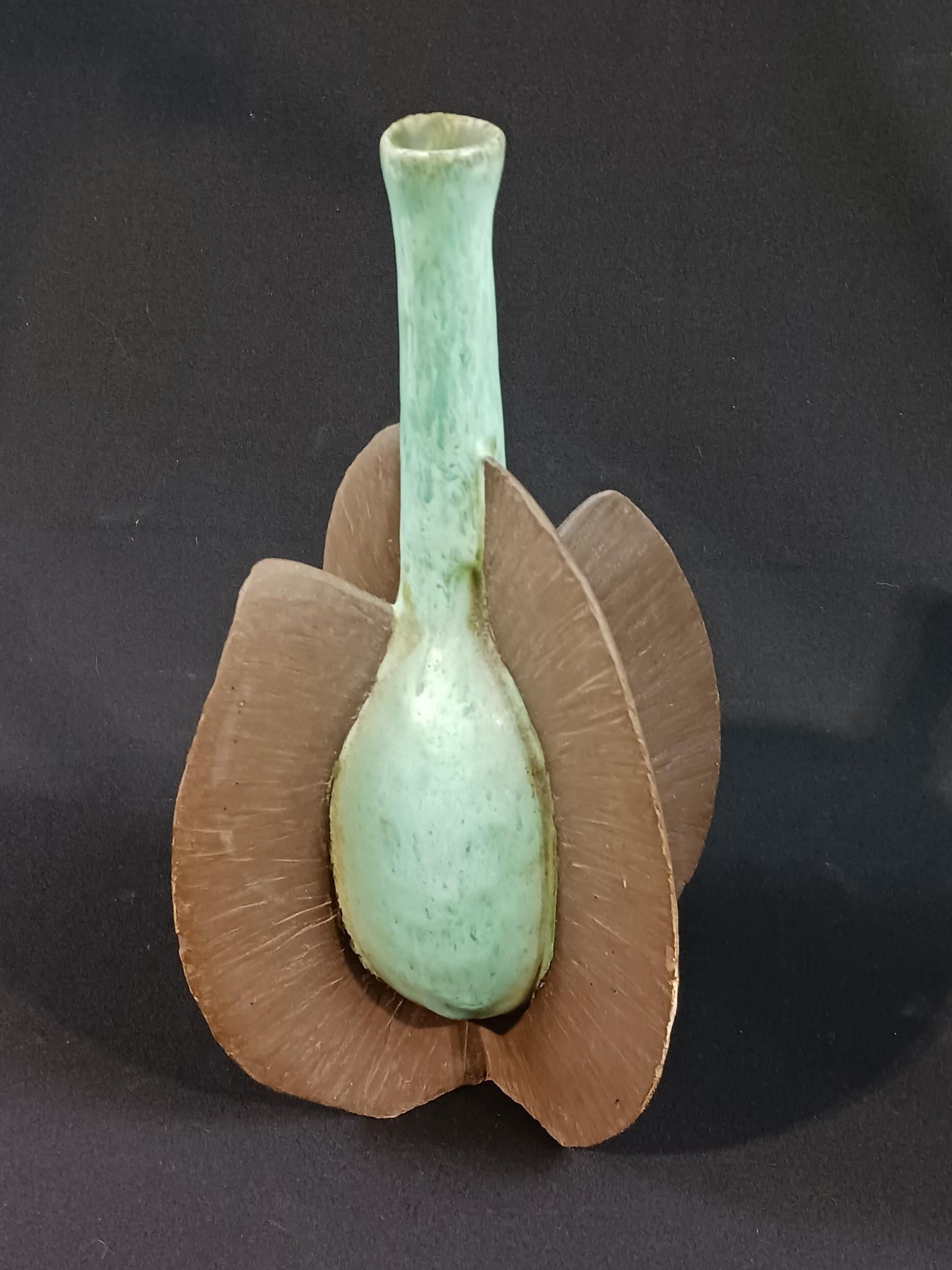 Abstract Vase: 7" wide x 11-1/2" high.