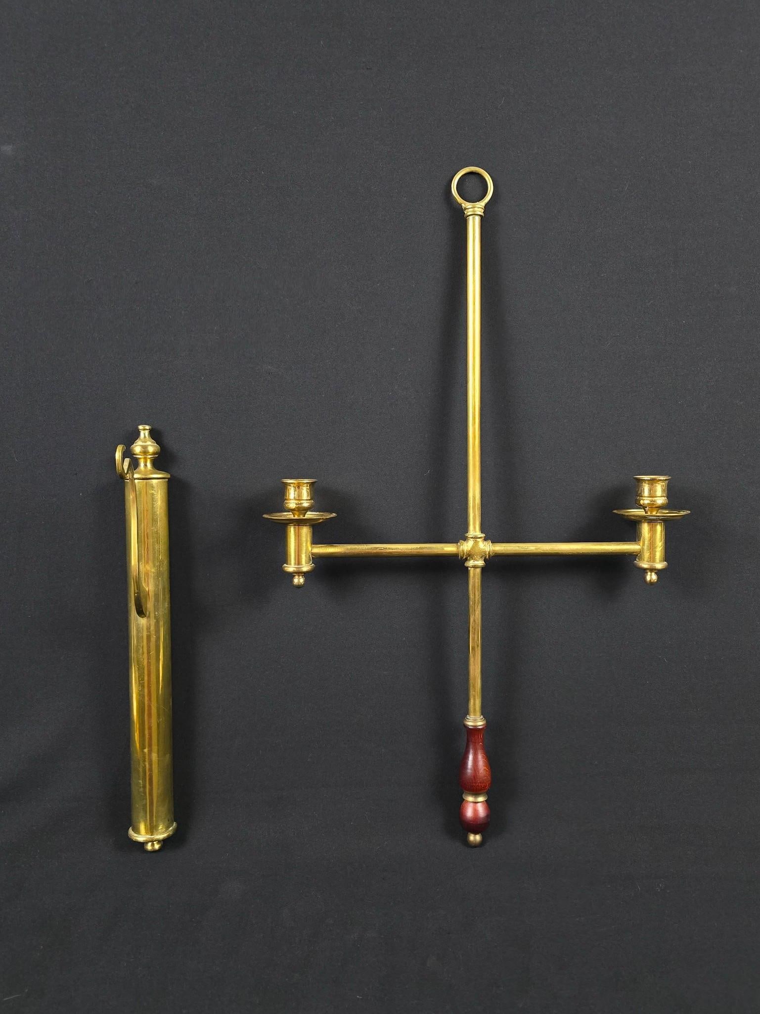 Brass Hanging Candlestick & Brass Hook (1 of 2)