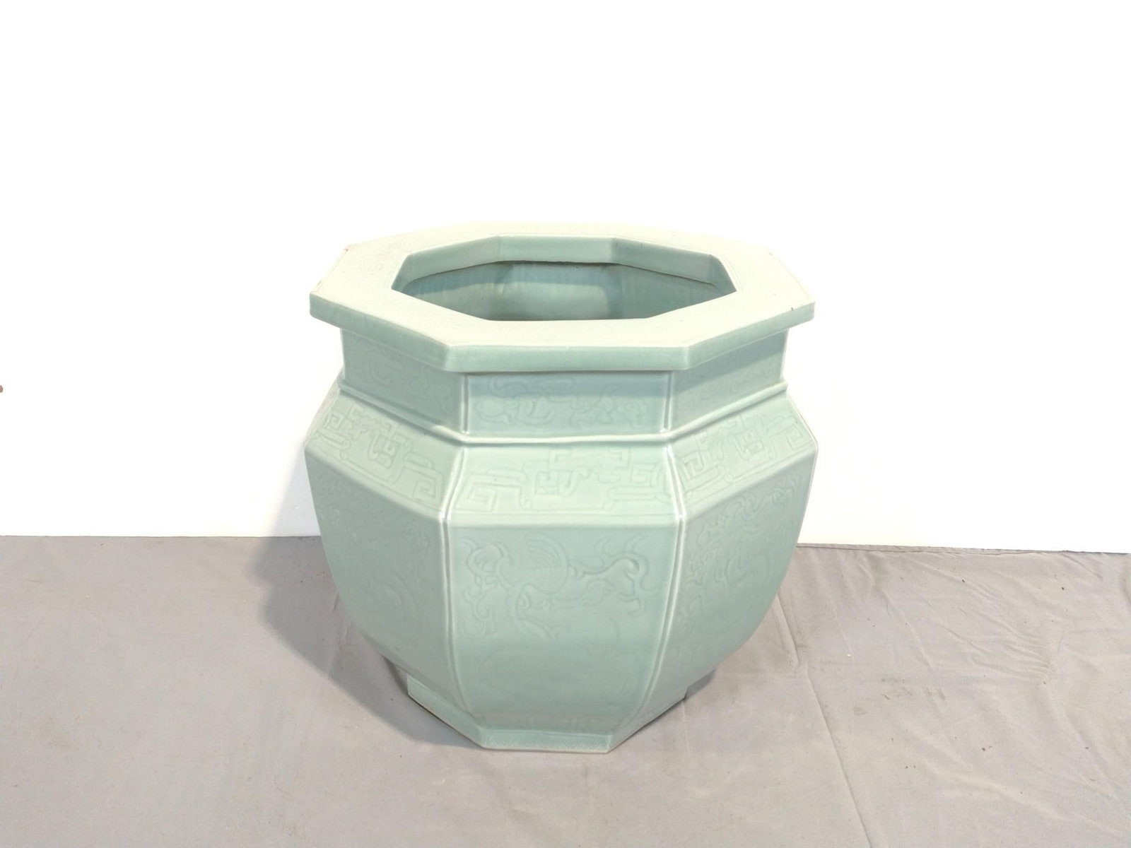 Ceramic Planter: NOT ELIGIBLE FOR IN-HOUSE SHIPPING. 12" wide X 13" deep X 13-1/2" high.