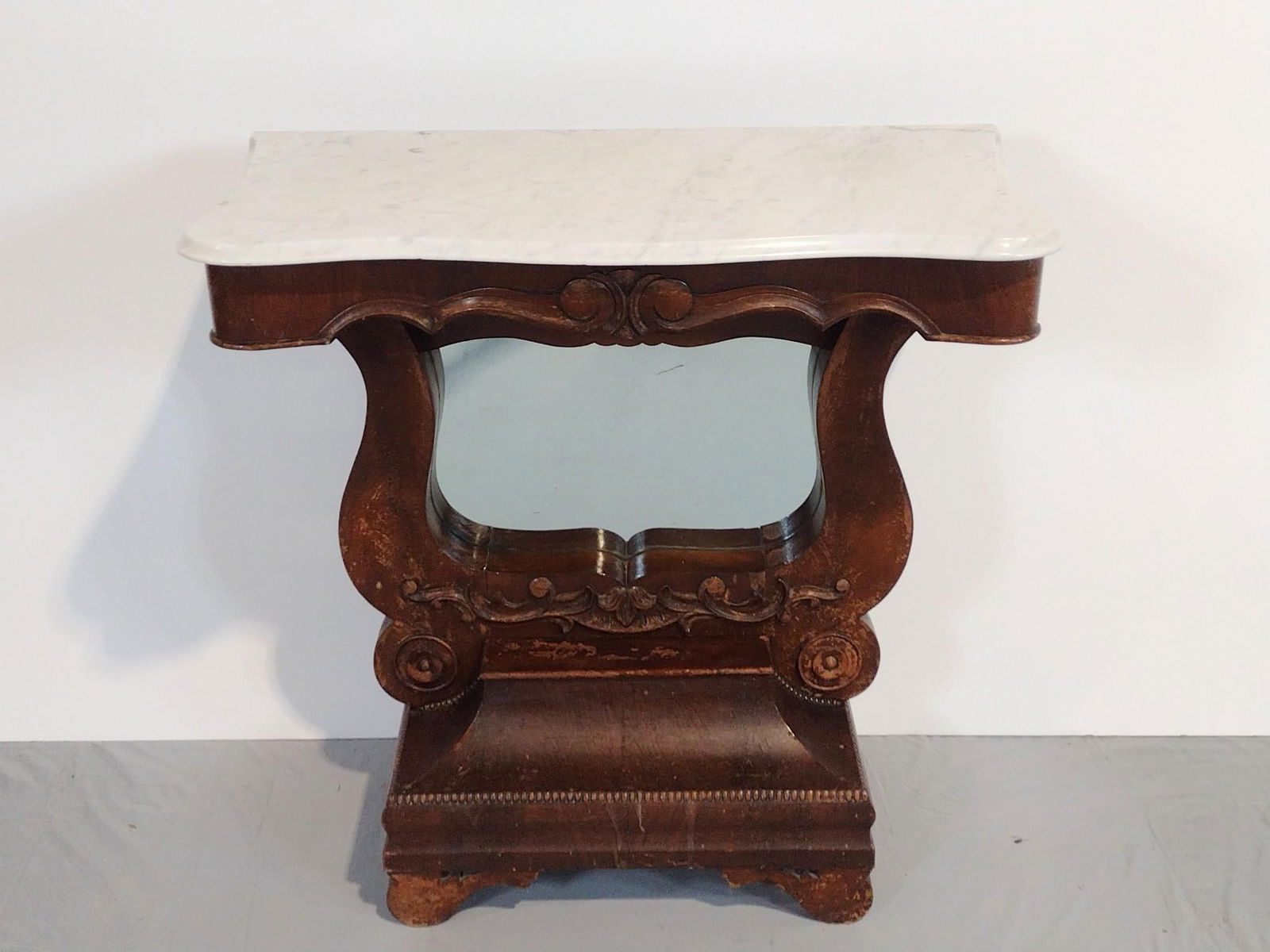 Marble Top Hall Table W/ Mirrored Base (1 of 4)