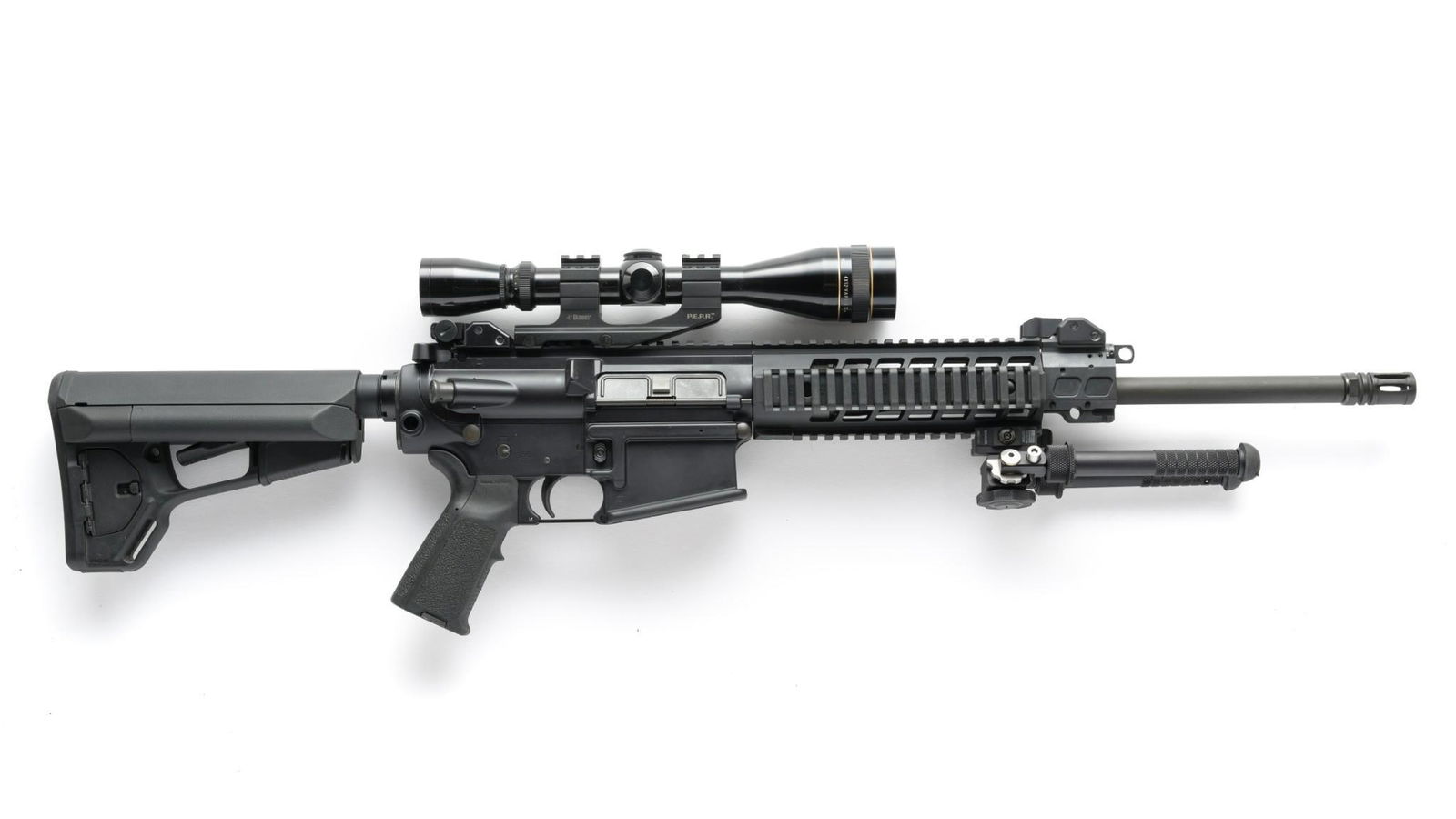 SIG 716 Tactical Semi Auto Rifle w/ Scope, Caliber 7.62 NATO: Serial Number: 22C004545 Design: This SIG Model 716 tactical semi automatic rifle has a 16" barrel with a compensator that adds about 1 1/2" to the length. Caliber 7.62 NATO. Full Picatinny rail on to