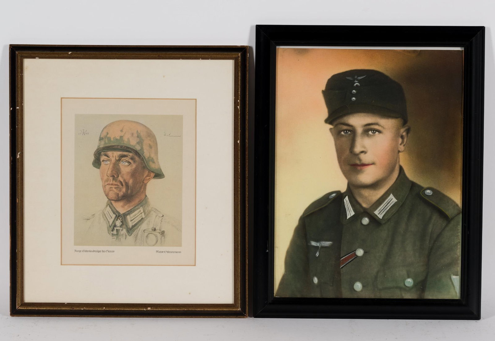 2 Framed World War II Prints of Soldiers: DESCRIPTION: two colored prints of soldiers. MEASUREMENTS: 14-1/2" x 17" to 14" x 18". CONDITION: overall good.
