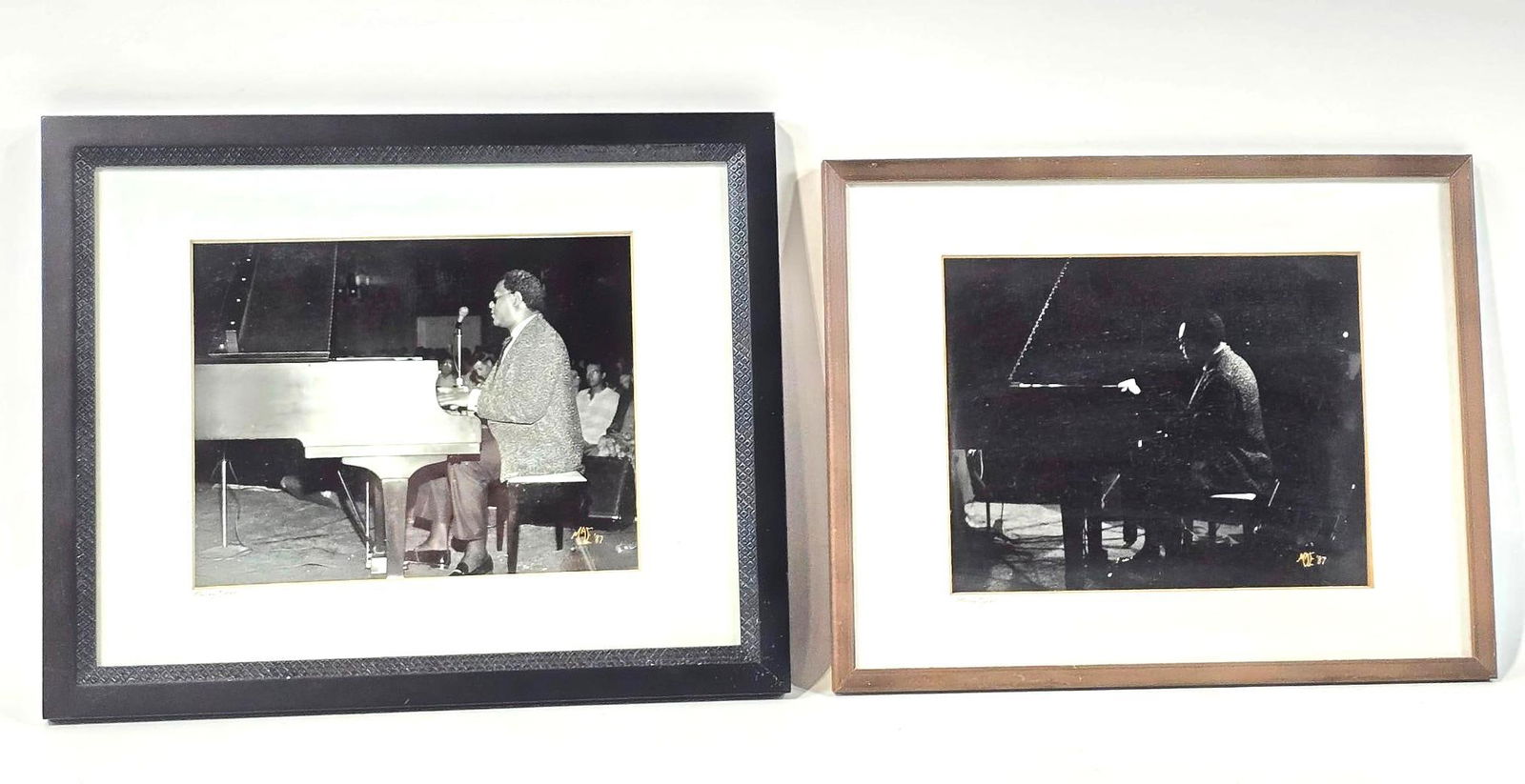 2 MaCoy Tyner Piano Photograph Prints: NOT ELIGIBLE FOR IN-HOUSE SHIPPING. Sight: each 7-1/2" high x 9-1/2" wide. Overall with frame: 11-3/4" to 13" high x 14-3/4" to 15-3/4" wide.