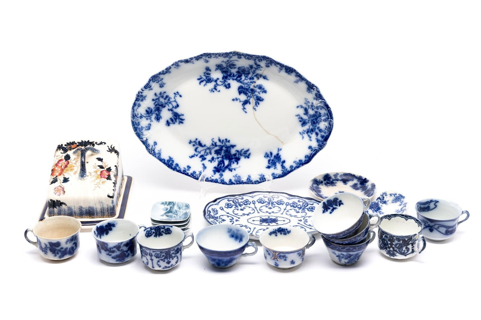 19 Pcs Flow Blue and Transferware incl Covered Cheese Plate (1 of 8)
