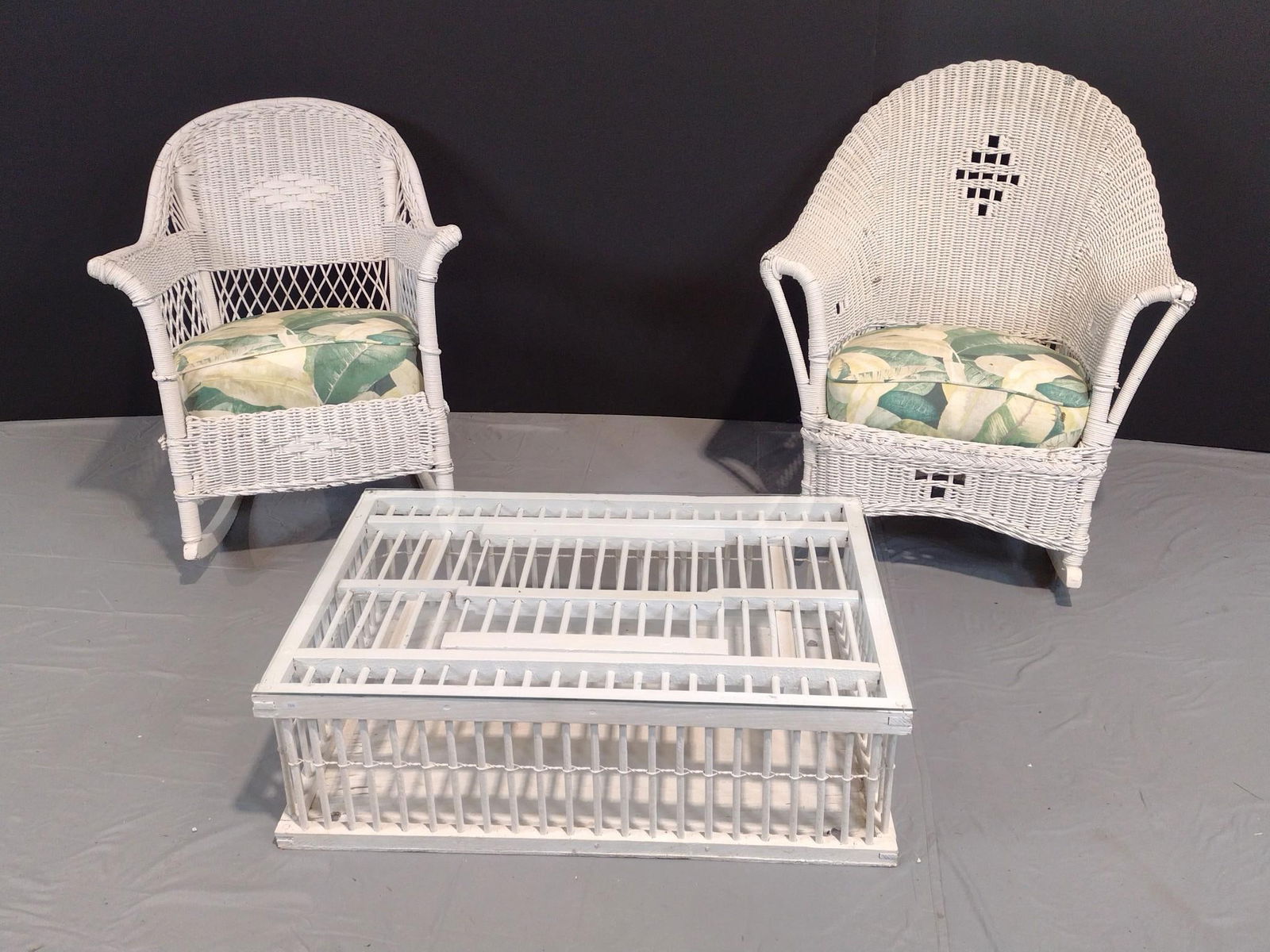 Two Wicker Rockers & Cage Coffee Table (1 of 6)
