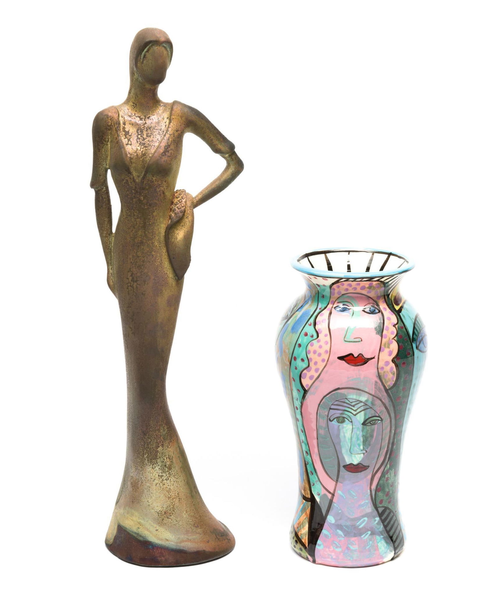Ceramic Sculpture of a Female and Figural Vase (1 of 8)