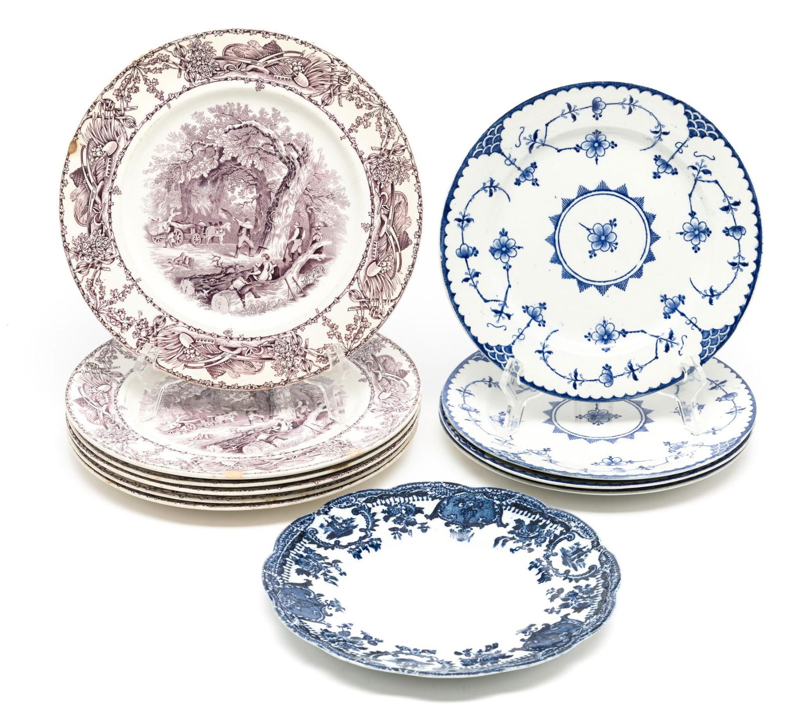11 Pcs Transferware and Flow Blue (1 of 7)