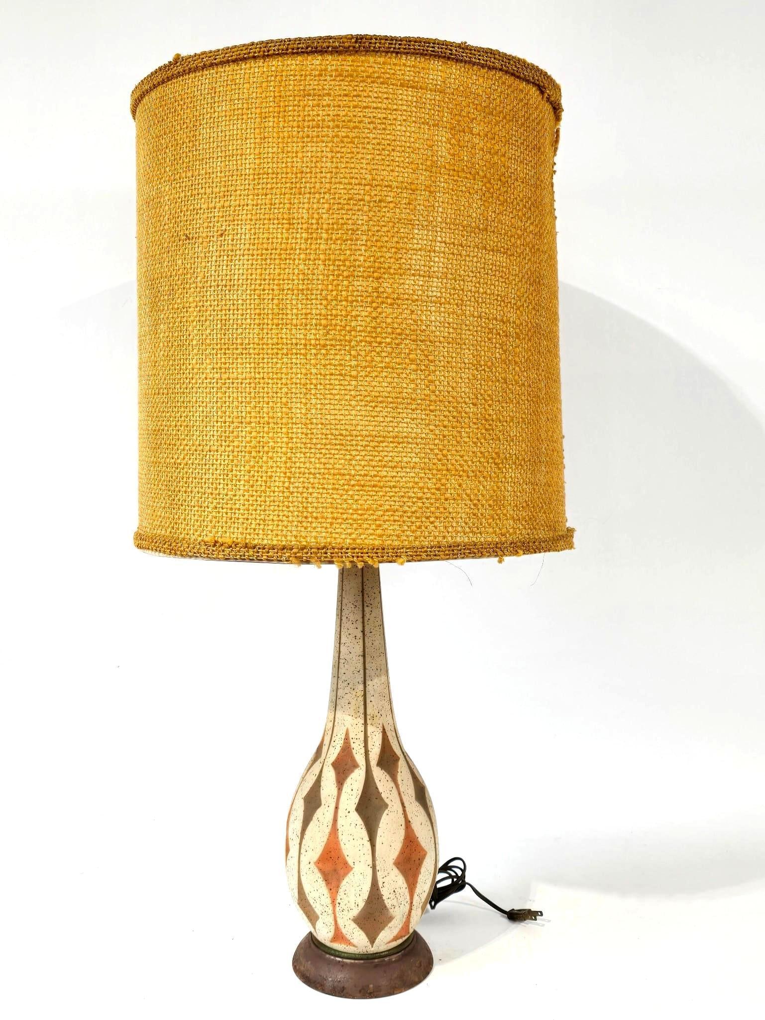 MCM Ceramic Table Lamp with Diamonds (1 of 4)