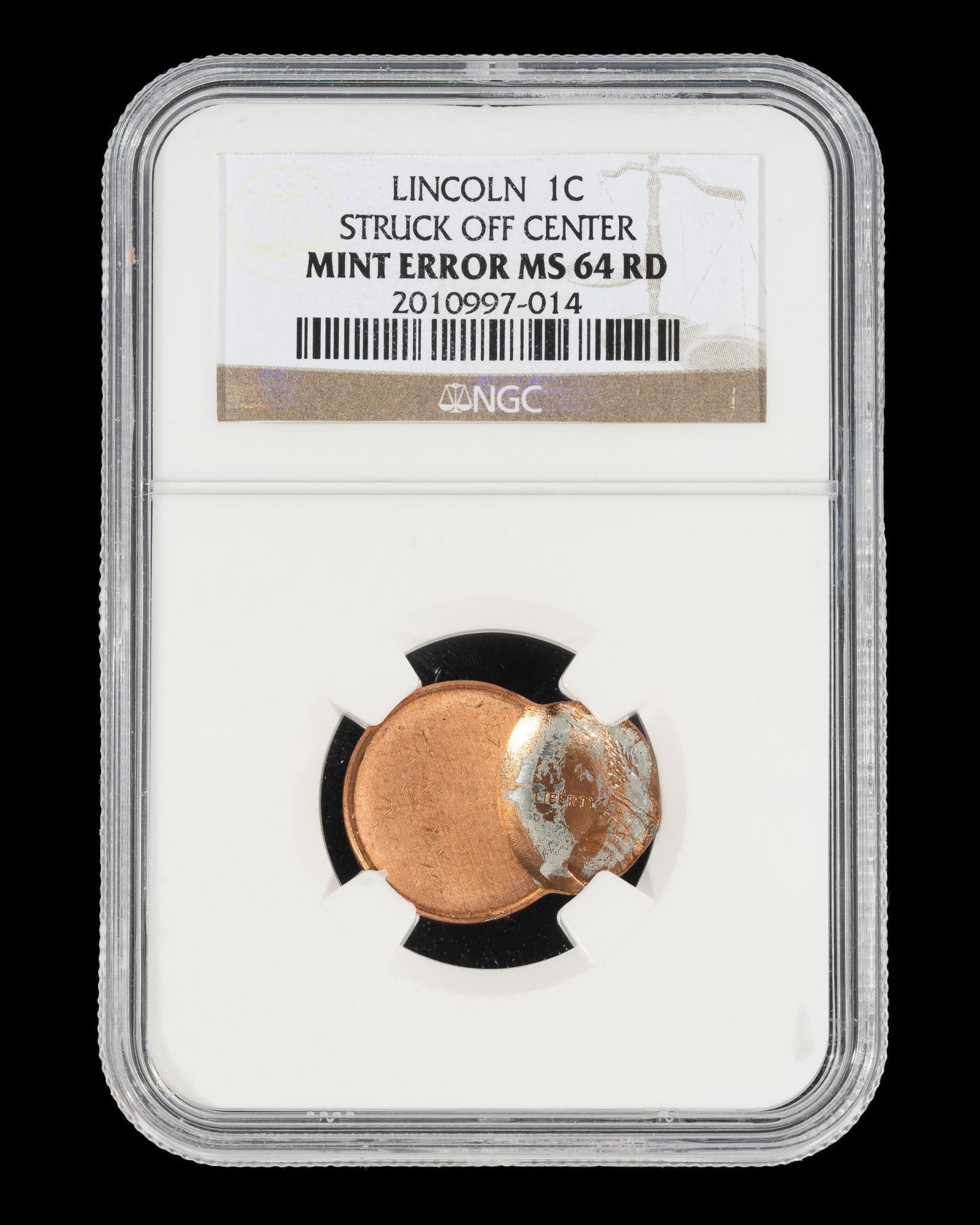 Lincoln Memorial Cent Struck Off Center MS 64 RD NGC (1 of 2)