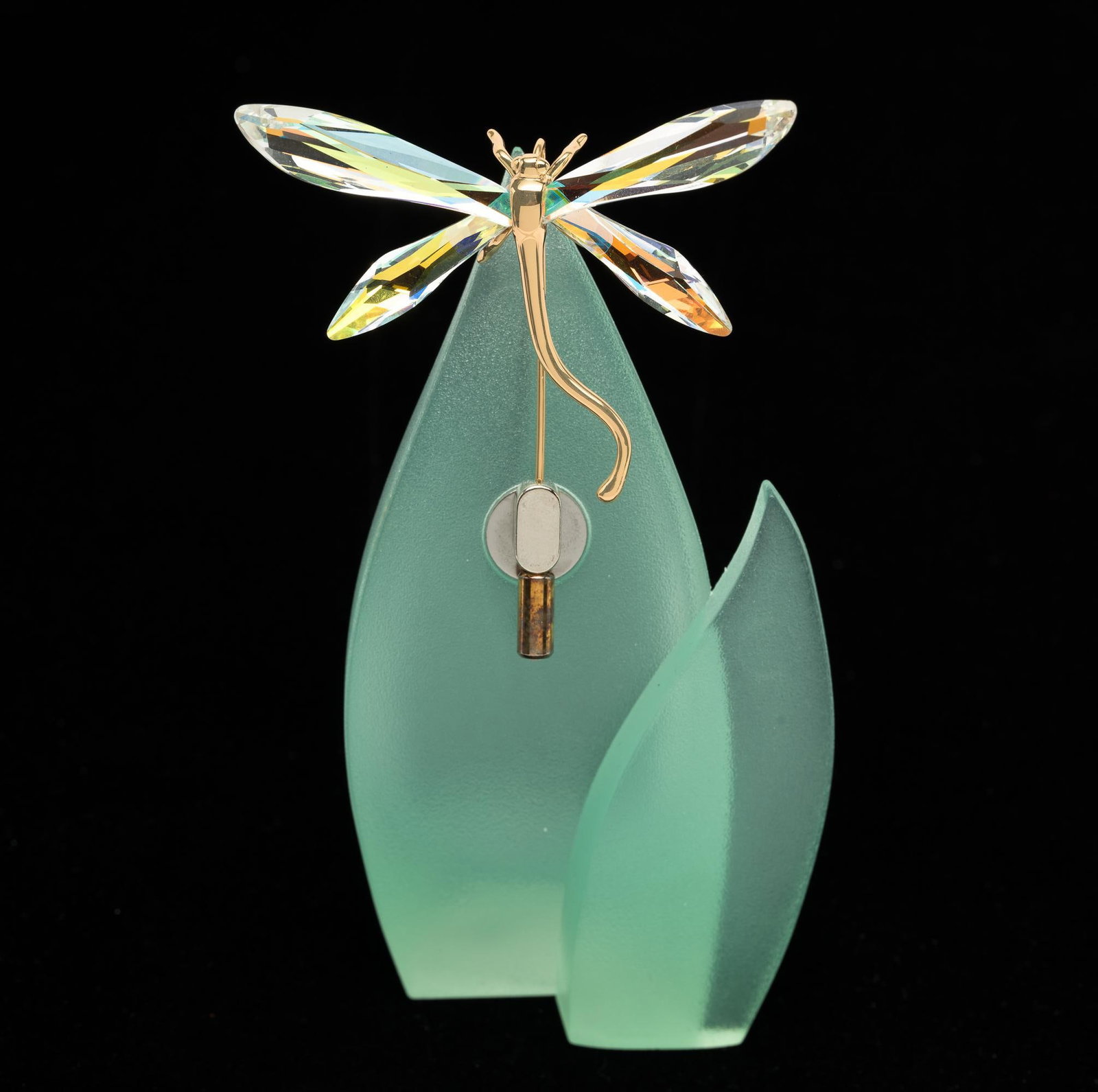 Swarovski Dragonfly Pin in OB: With stand. Pin marked 925. Pin measures 2-3/8" wide x 2-3/4" long.
