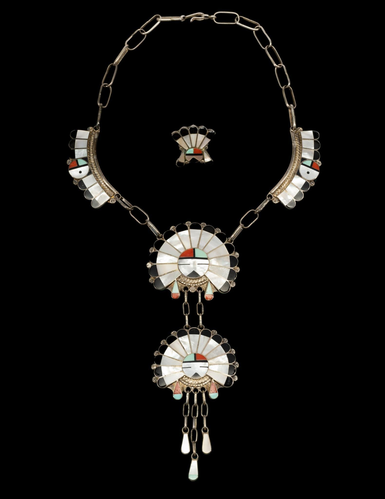 Zuni Sterling Silver Necklace And Ring (1 of 6)