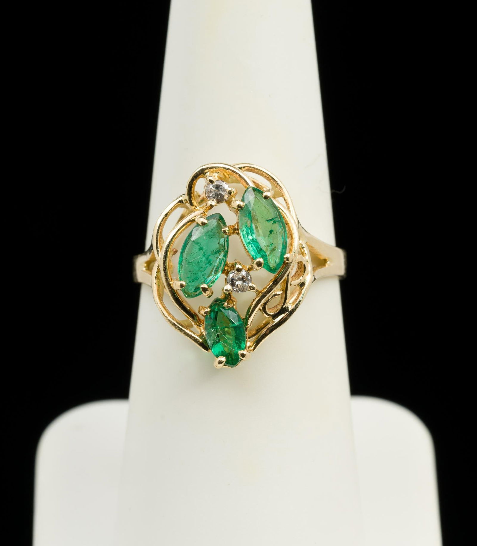 14K Gold, Emerald & Diamond Ring (1 of 5)