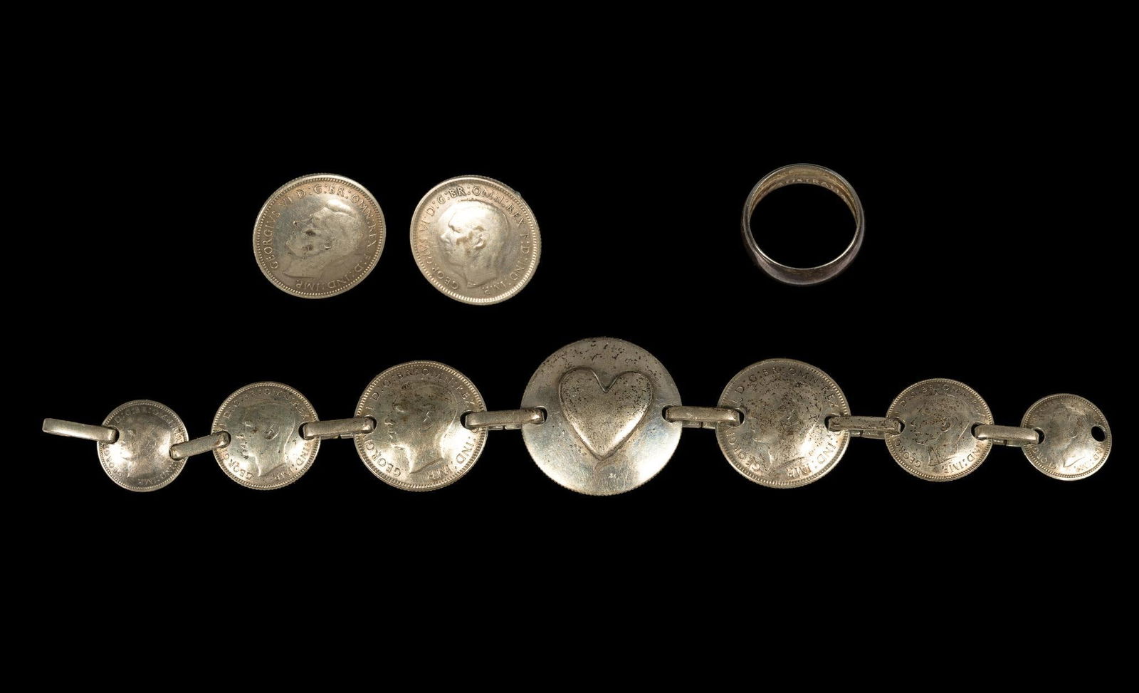 Australian Sterling Silver Coin Bracelet & Earrings (1 of 7)