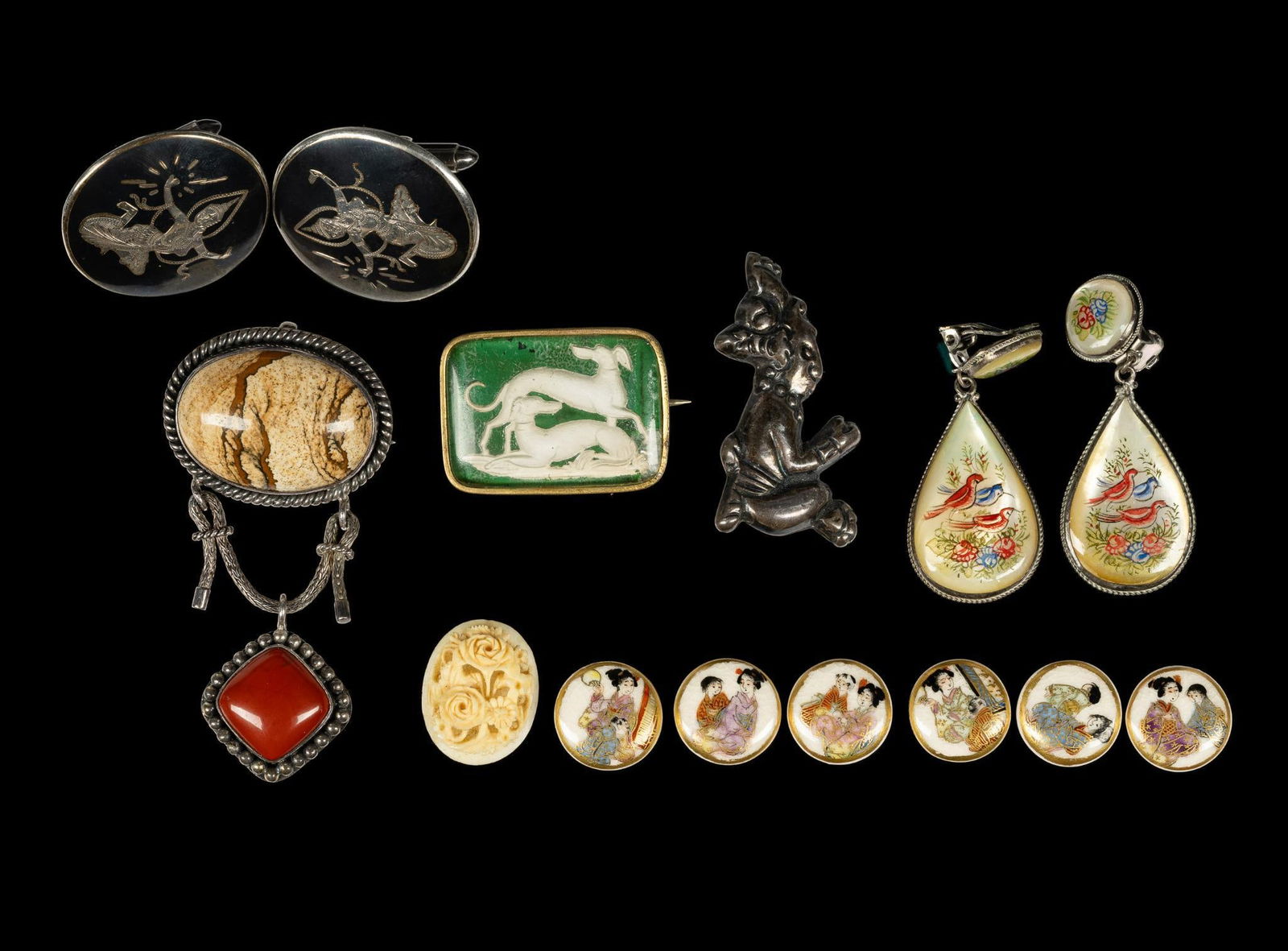 Antique Jewelry Incl Japanese Satsuma Buttons (1 of 7)