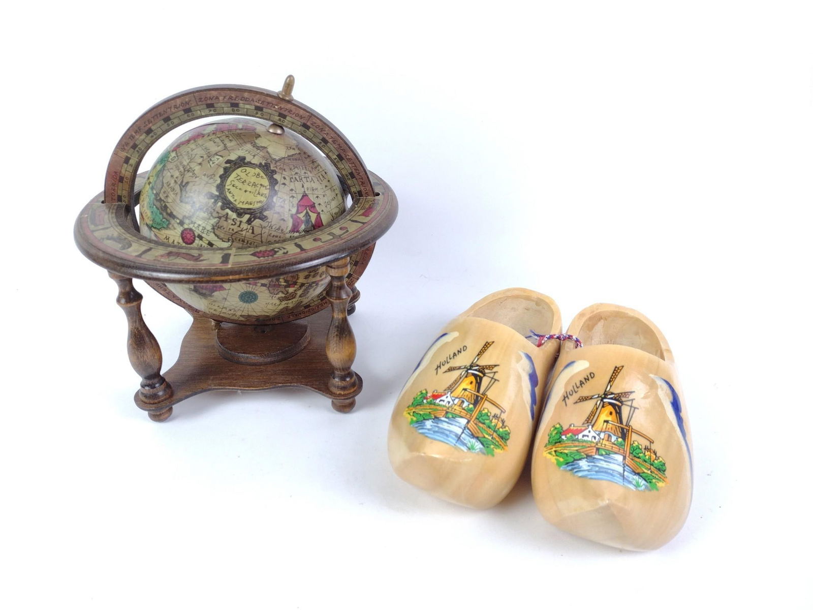 Miniature Globe and Pair Wood Shoes (1 of 7)
