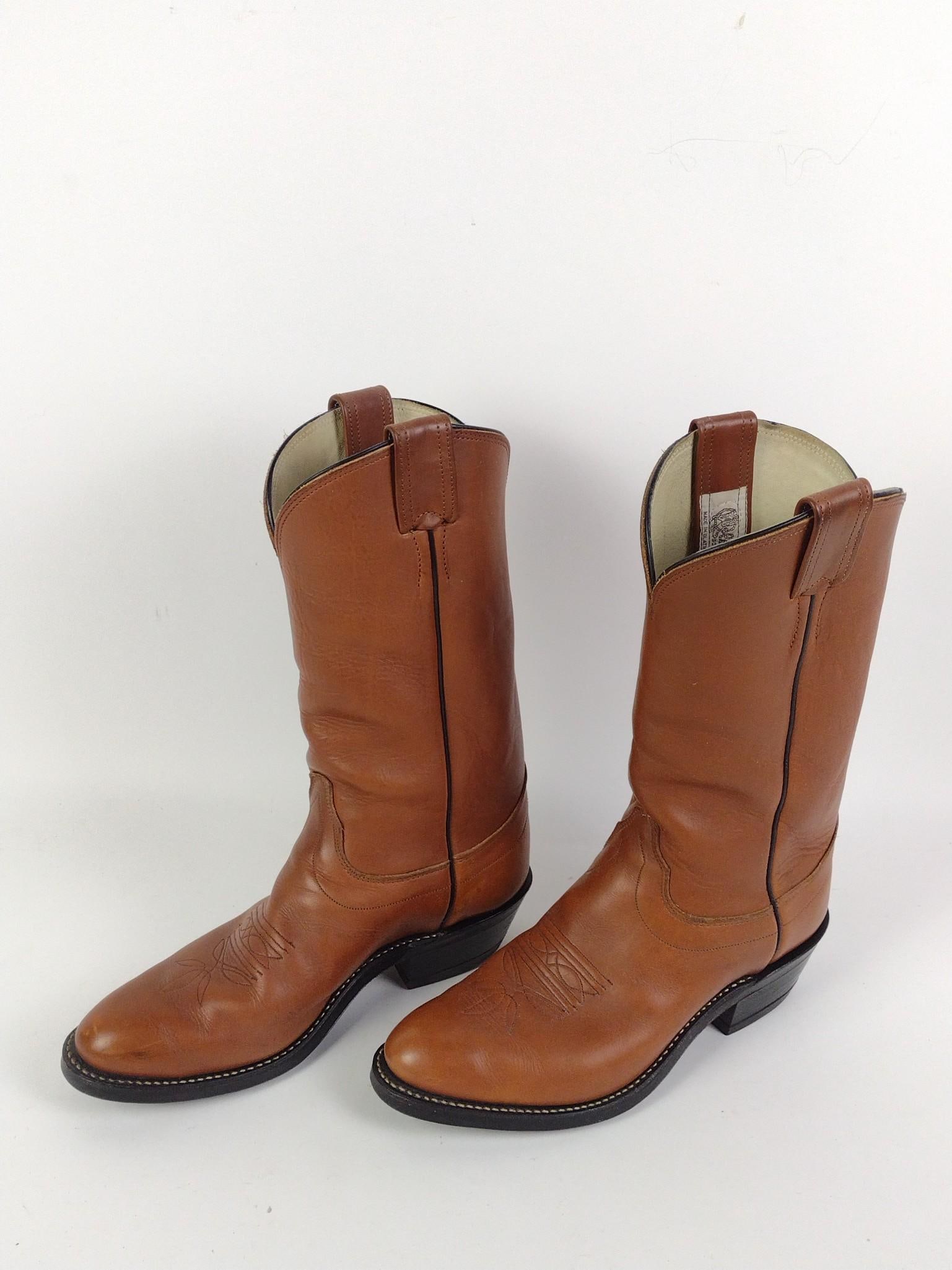Olathe Boot Company Men's Western Leather Boots: Made in the USA. Size 8-1/2 D. Little wear - New treads.