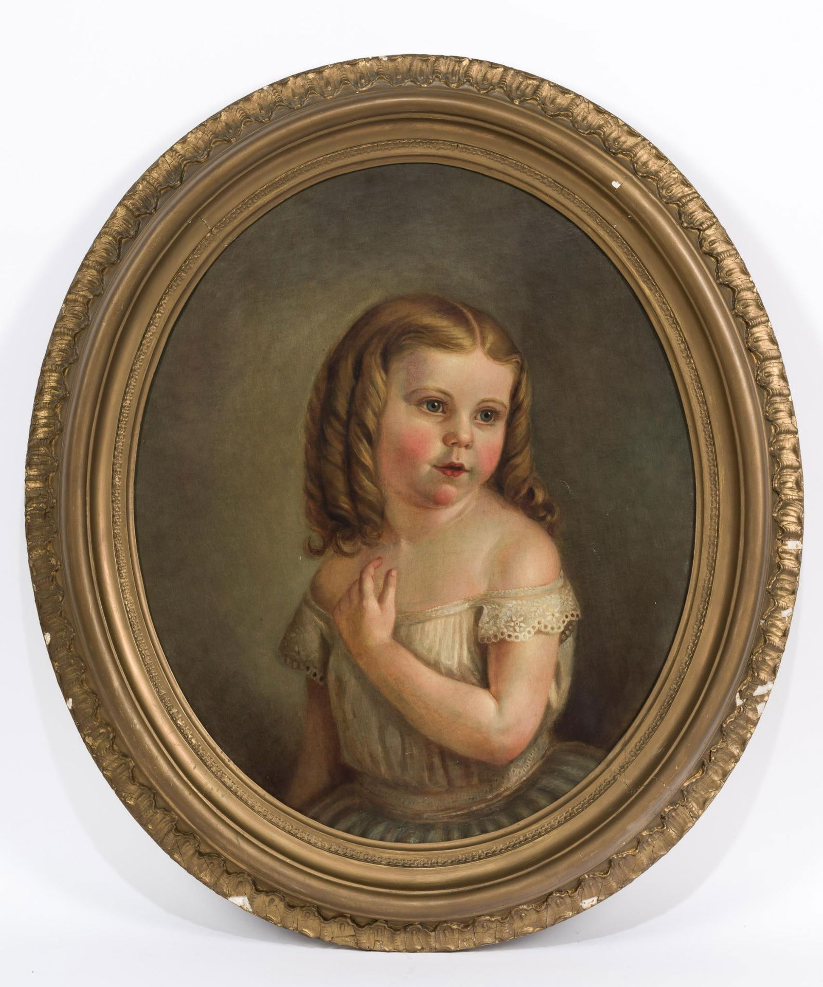 Oil On Canvas 19th Century Child's Portrait Painting (1 of 3)