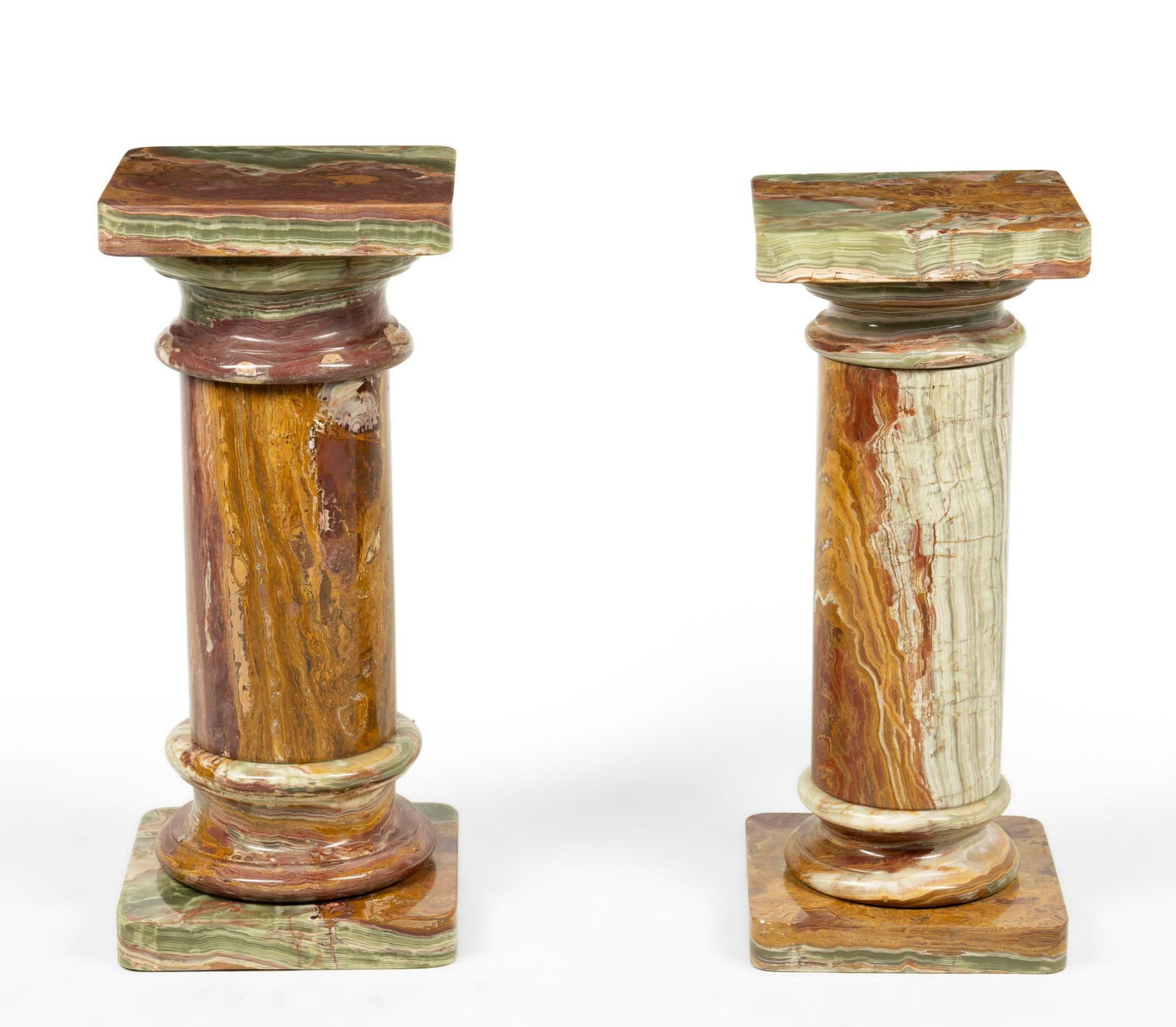 A Pair Of Green And Brown Onyx Pedestals (1 of 6)