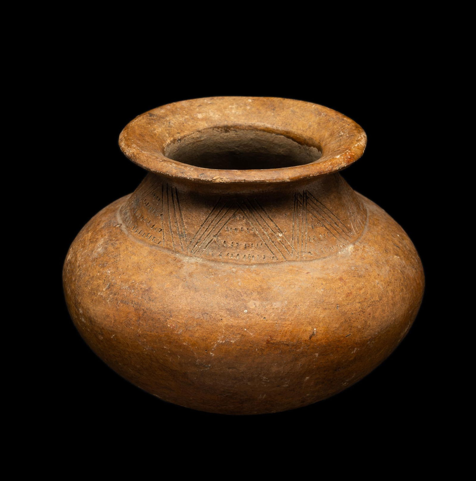 Brown Clay Vessel With Etching (1 of 4)