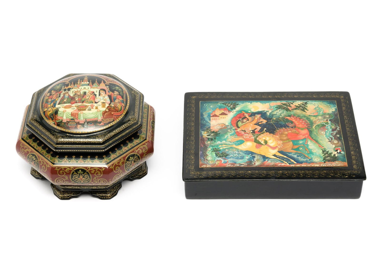 2 Russian Lacquer Boxes (1 of 6)