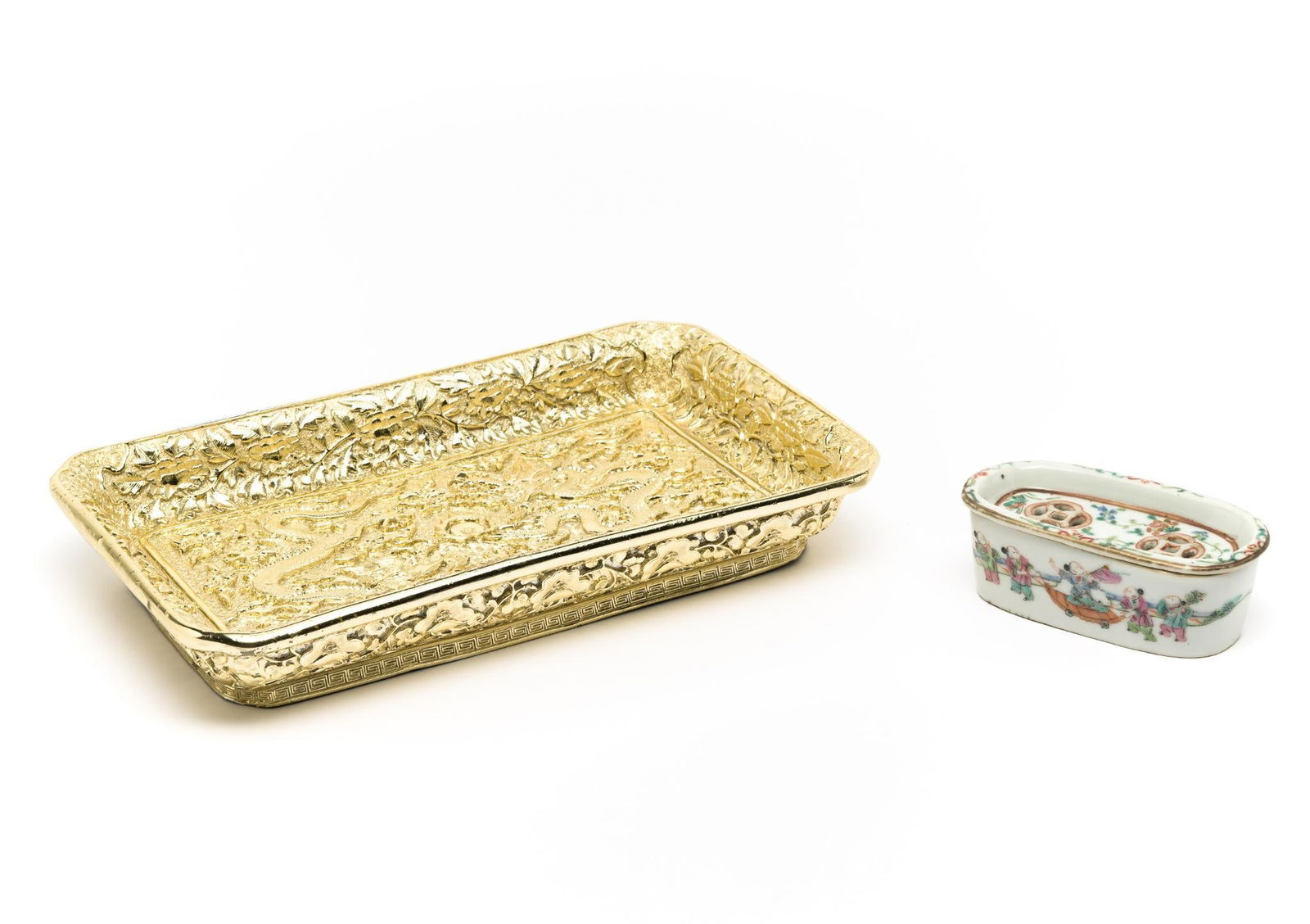 Asian Dragon Lacquer Tray & Famille Rose Cricket Cage (1 of 6)