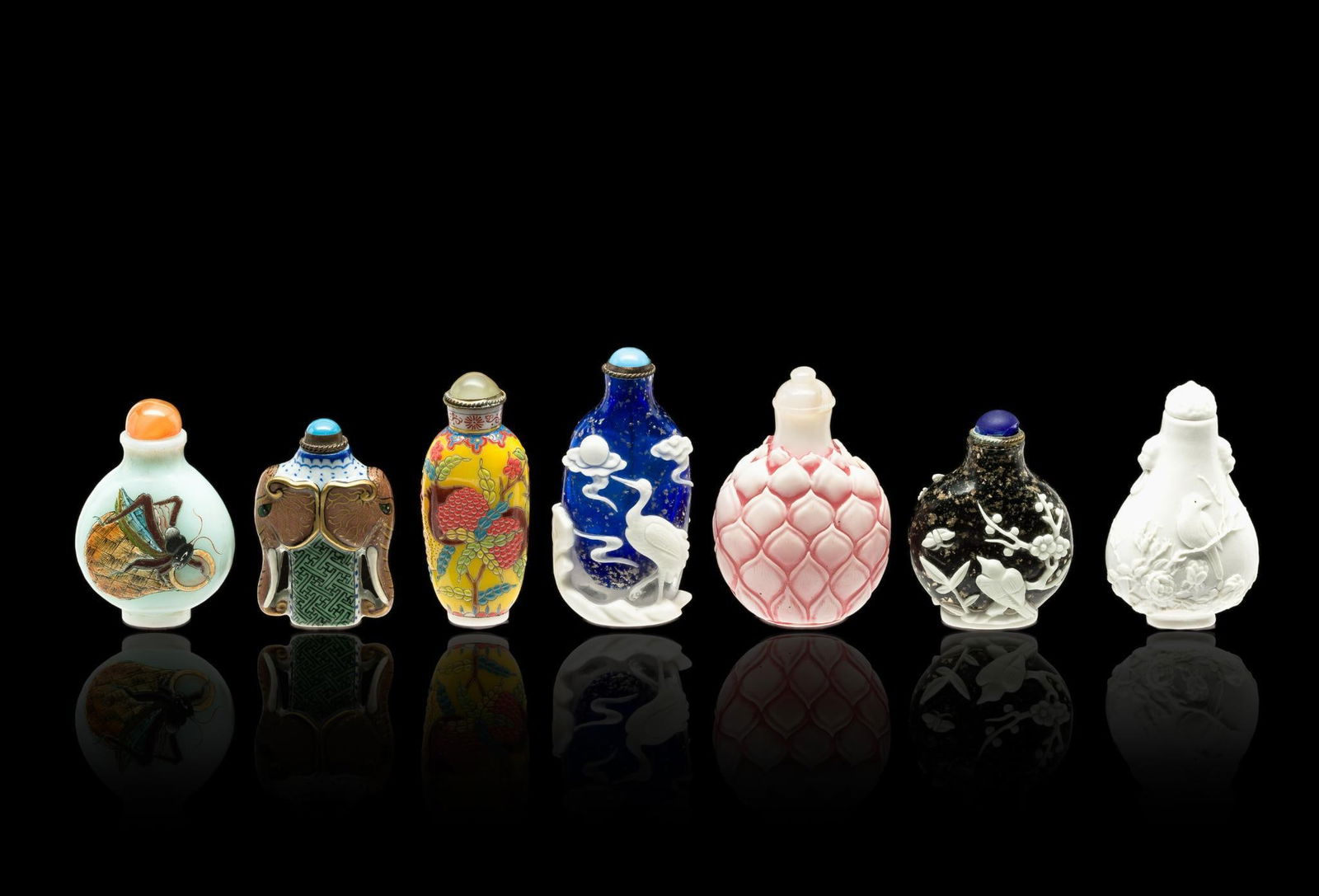 Seven Antique Chinese Snuff Bottles (1 of 7)
