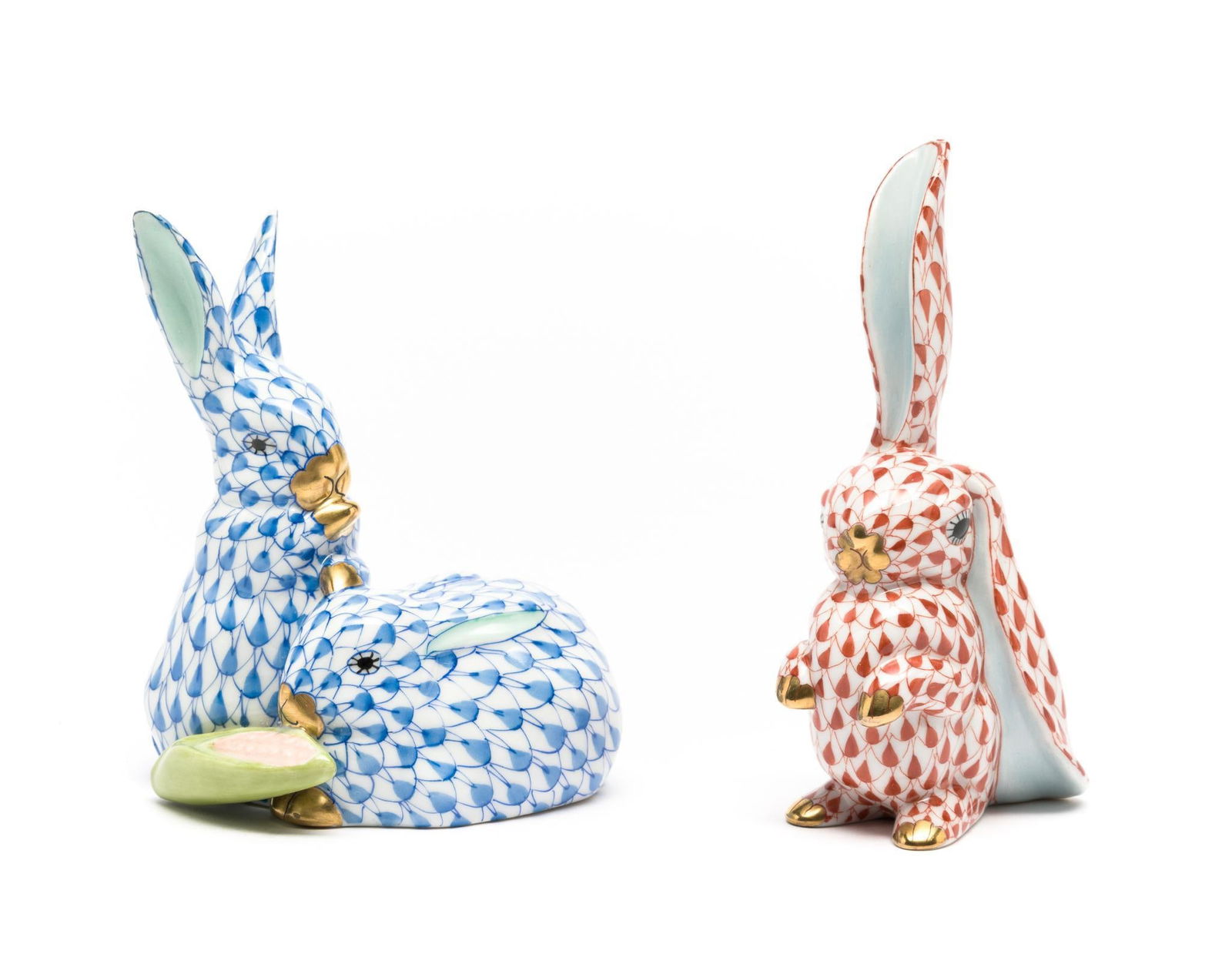 2 Herend Fishnet Rabbit Figurines (1 of 3)