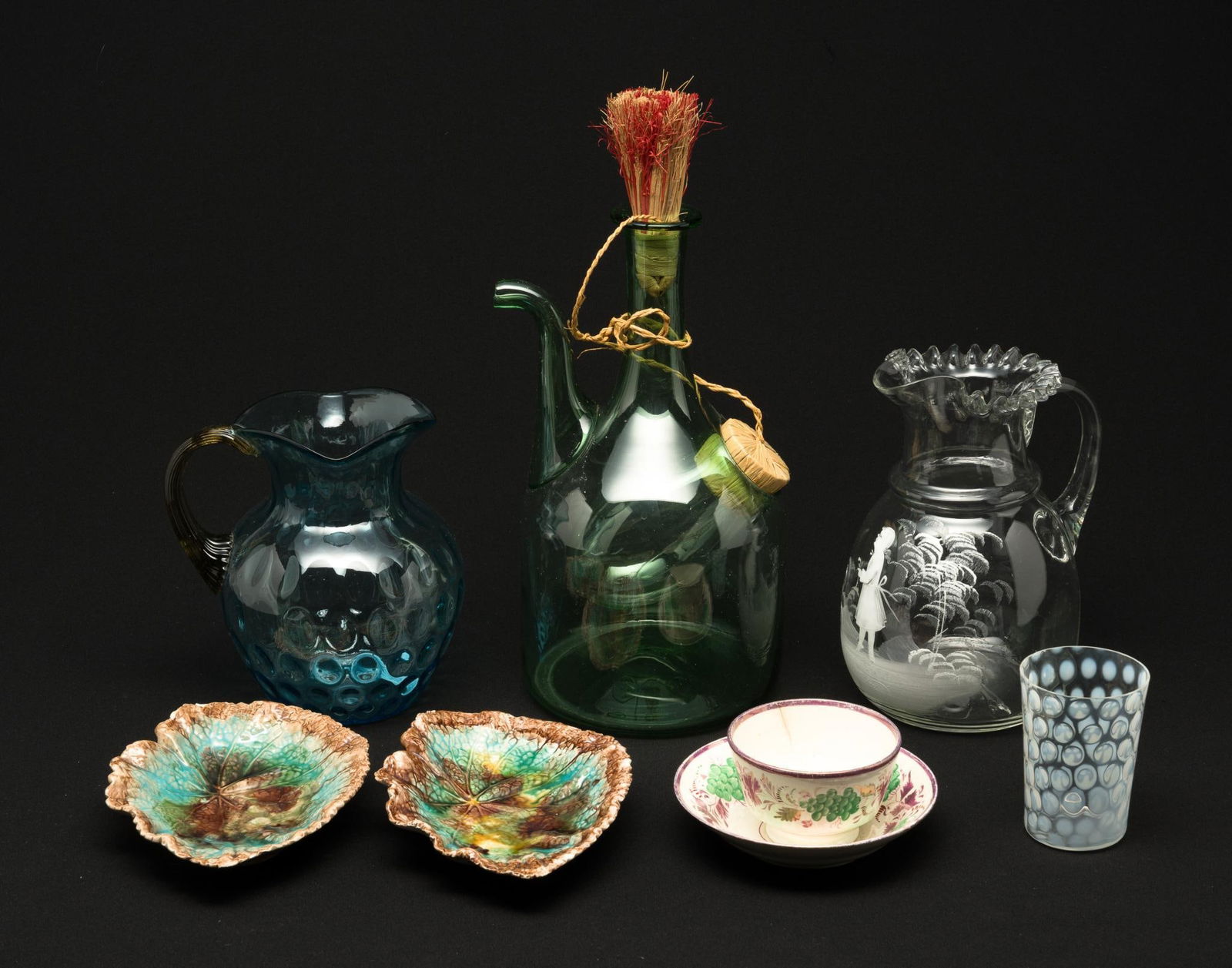 8 Pcs Glassware and Ceramics incl Mary Gregory Pitcher (1 of 5)