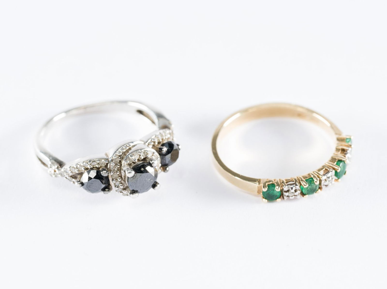 10K Emerald & Diamond Ring and Sterling & Diamond Ring (1 of 7)