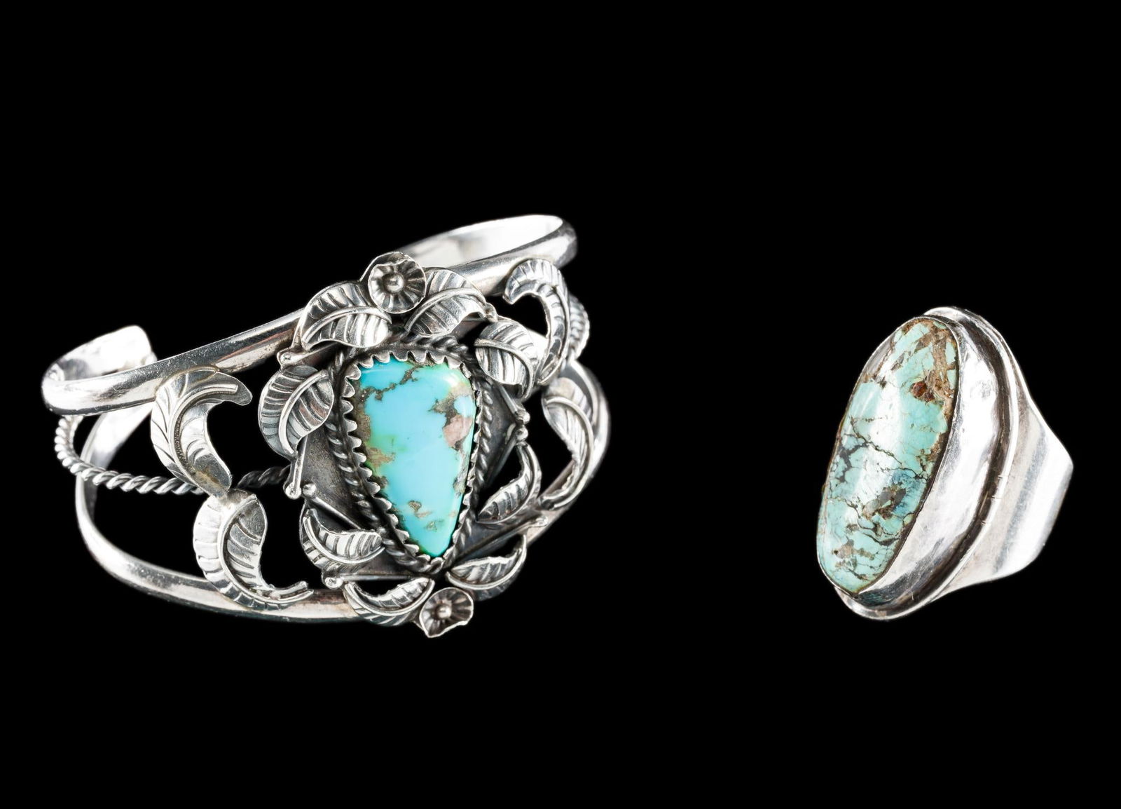 Sterling & Turquoise Cuff Bracelet and Ring (1 of 5)