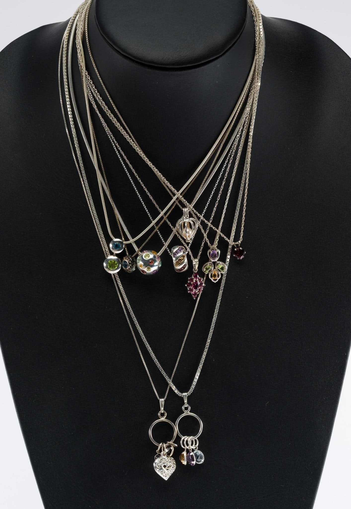 10 Sterling Silver & Gemstone Pendant Necklaces (1 of 3)