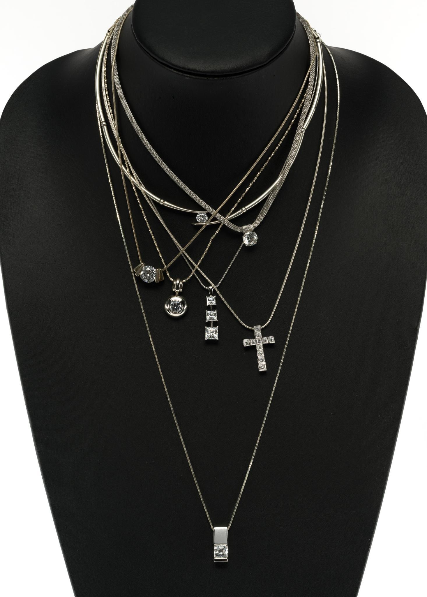 7 Sterling Silver & CZ Pendant Necklaces (1 of 5)