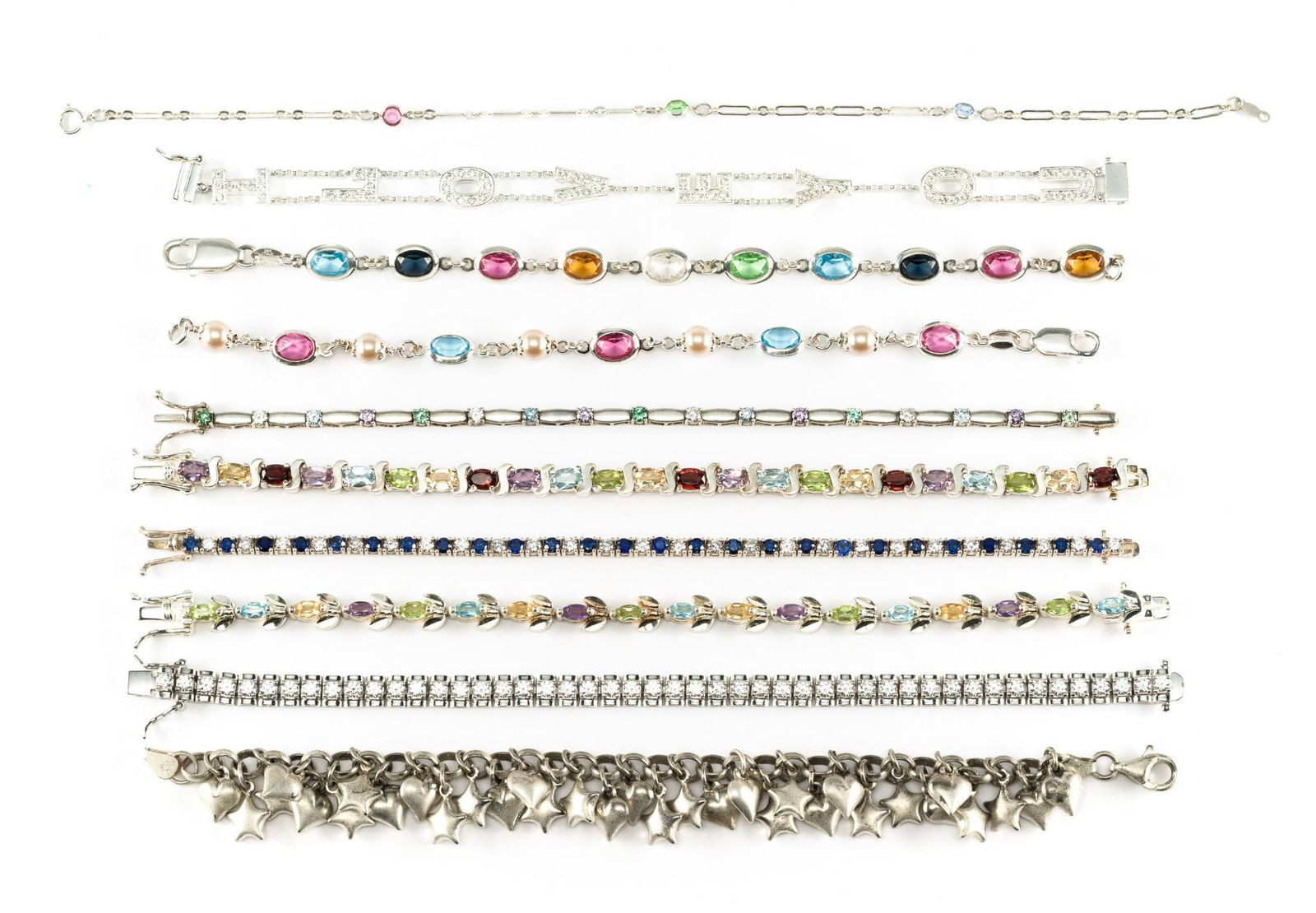 9 Sterling Silver Bracelets & Anklet (1 of 5)