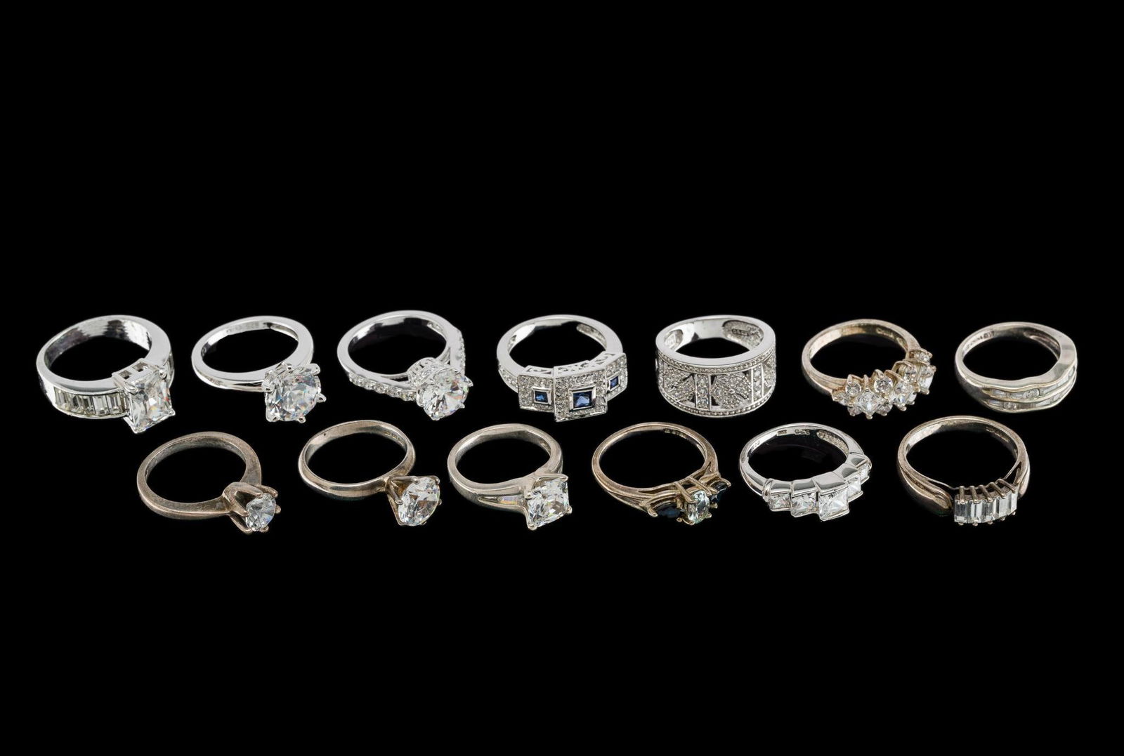 13 Sterling Silver & CZ Rings (1 of 3)