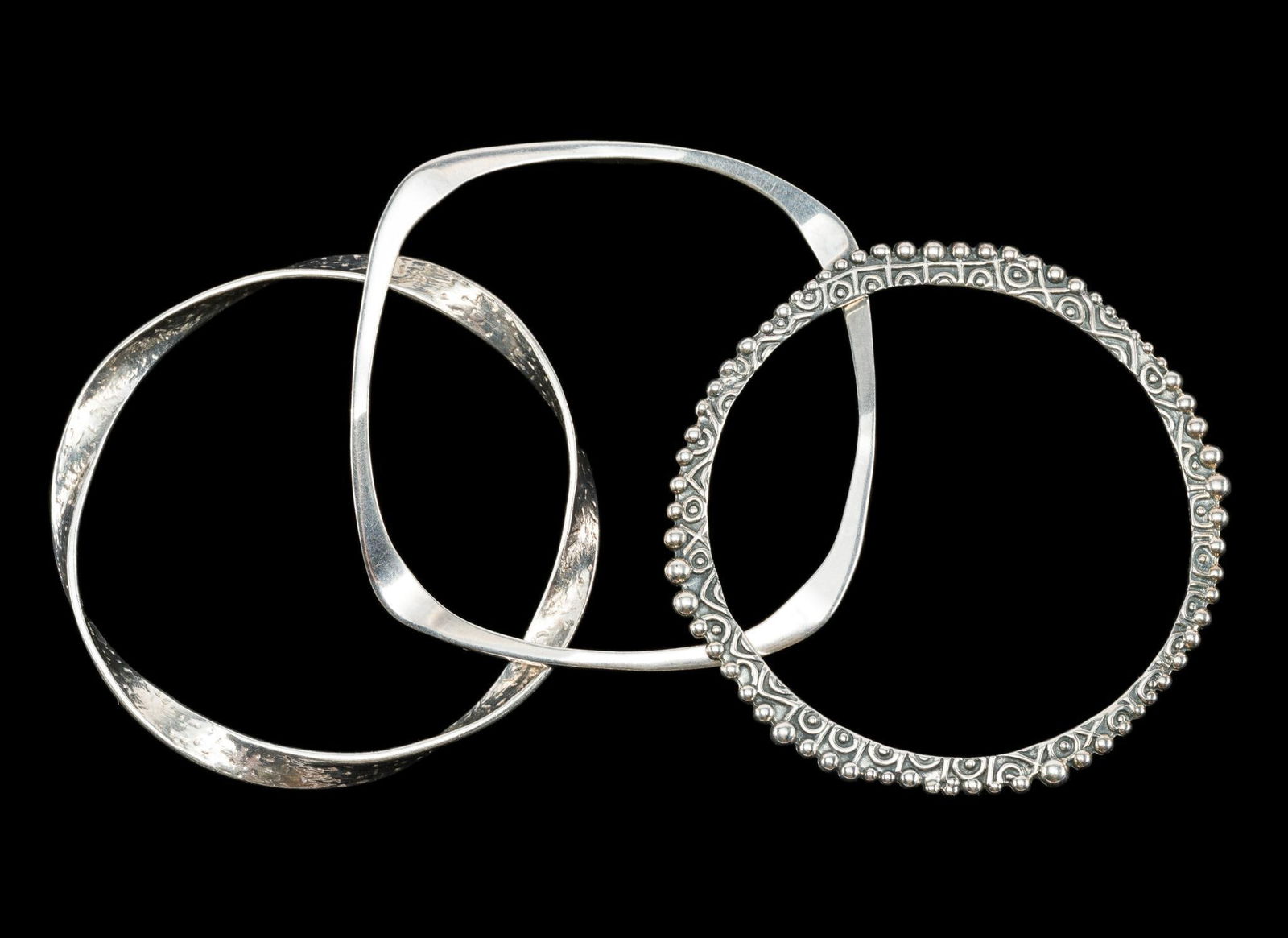 3 Silpada Sterling Silver Bangles: 2-1/2' to 2-3/4" interiors.