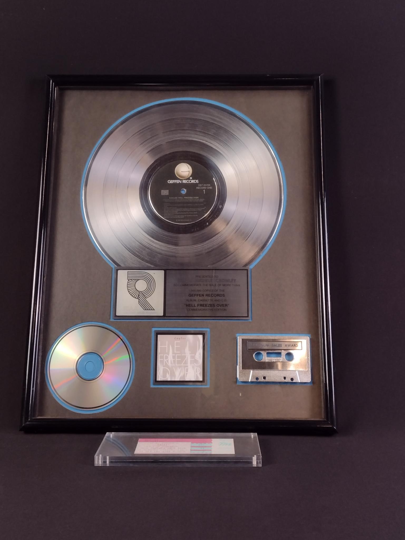 Eagles "Hell Freezes Over" Commemorative Platinum Sales Award (1 of 7)