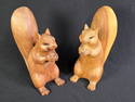 Pr Wood Carved Squirrels