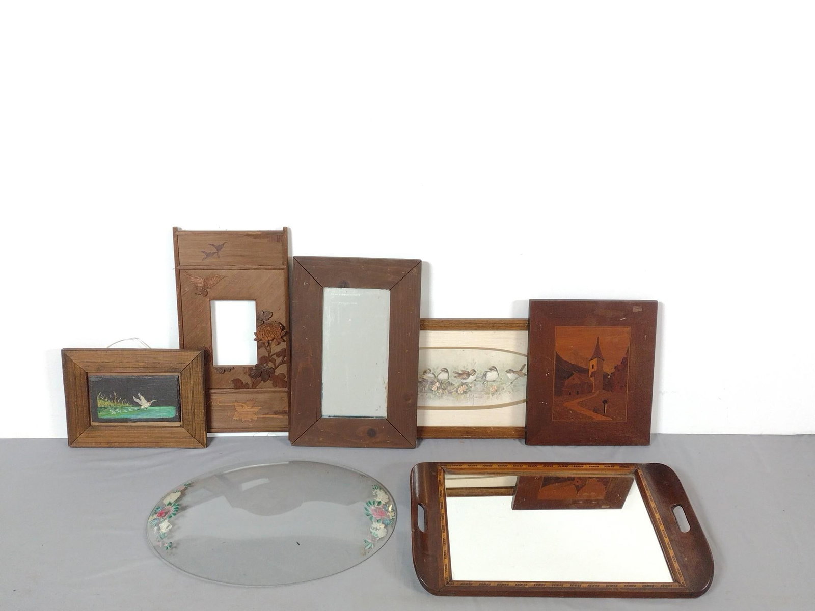 9 Vintage Paintings: NOT ELIGIBLE FOR IN-HOUSE SHIPPING. Overall 15-1/2" to 20" long x 10-1/2" to 16" wide. Wear to frame. PROVENANCE: This lot was consigned by the former Double Eagle Antiques on North Second Street in H