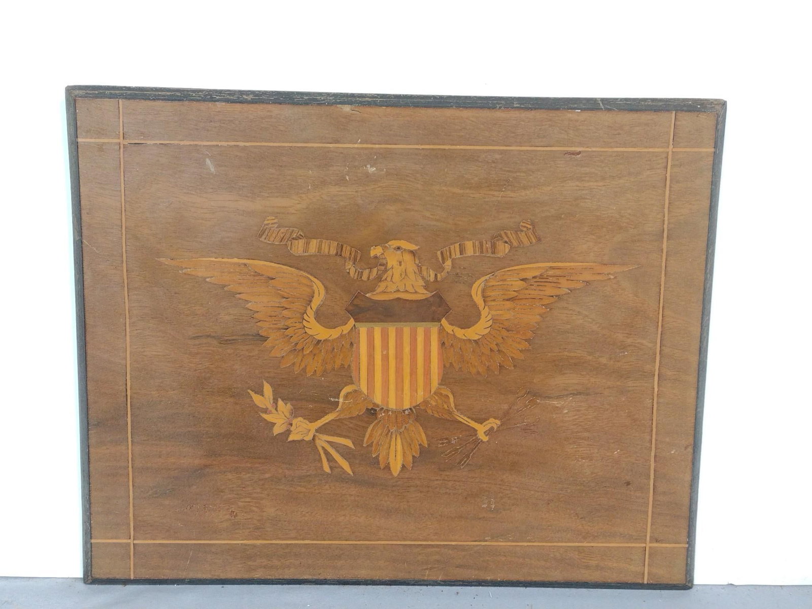 American Eagle Inlaid by House of Constantine and Skilled American Artists: NOT ELIGIBLE FOR IN-HOUSE SHIPPING.12" x 15". General wear and tear. PROVENANCE: This lot was consigned by the former Double Eagle Antiques on North Second Street in Harrisburg, PA.
